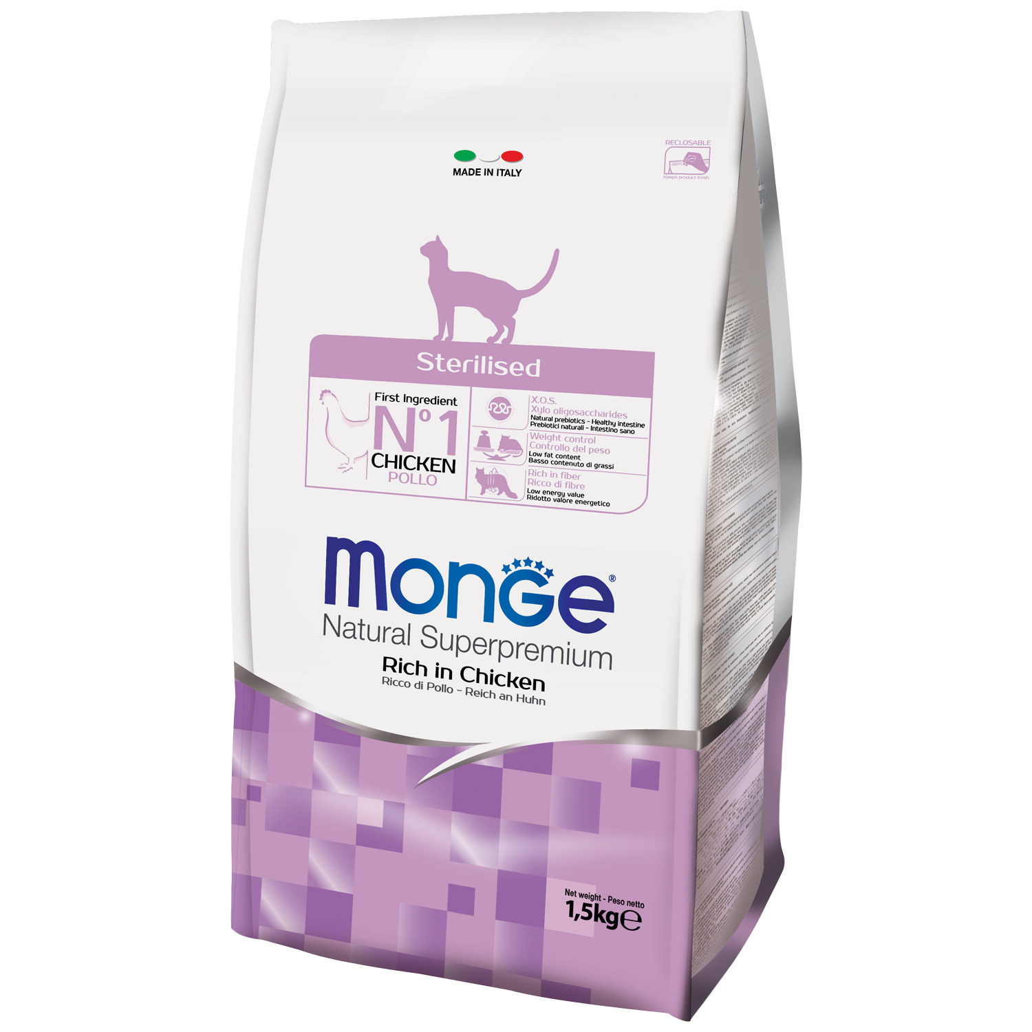 Корм сухой для кошек MONGE 1.5кг курица стерилизованных - фото 2