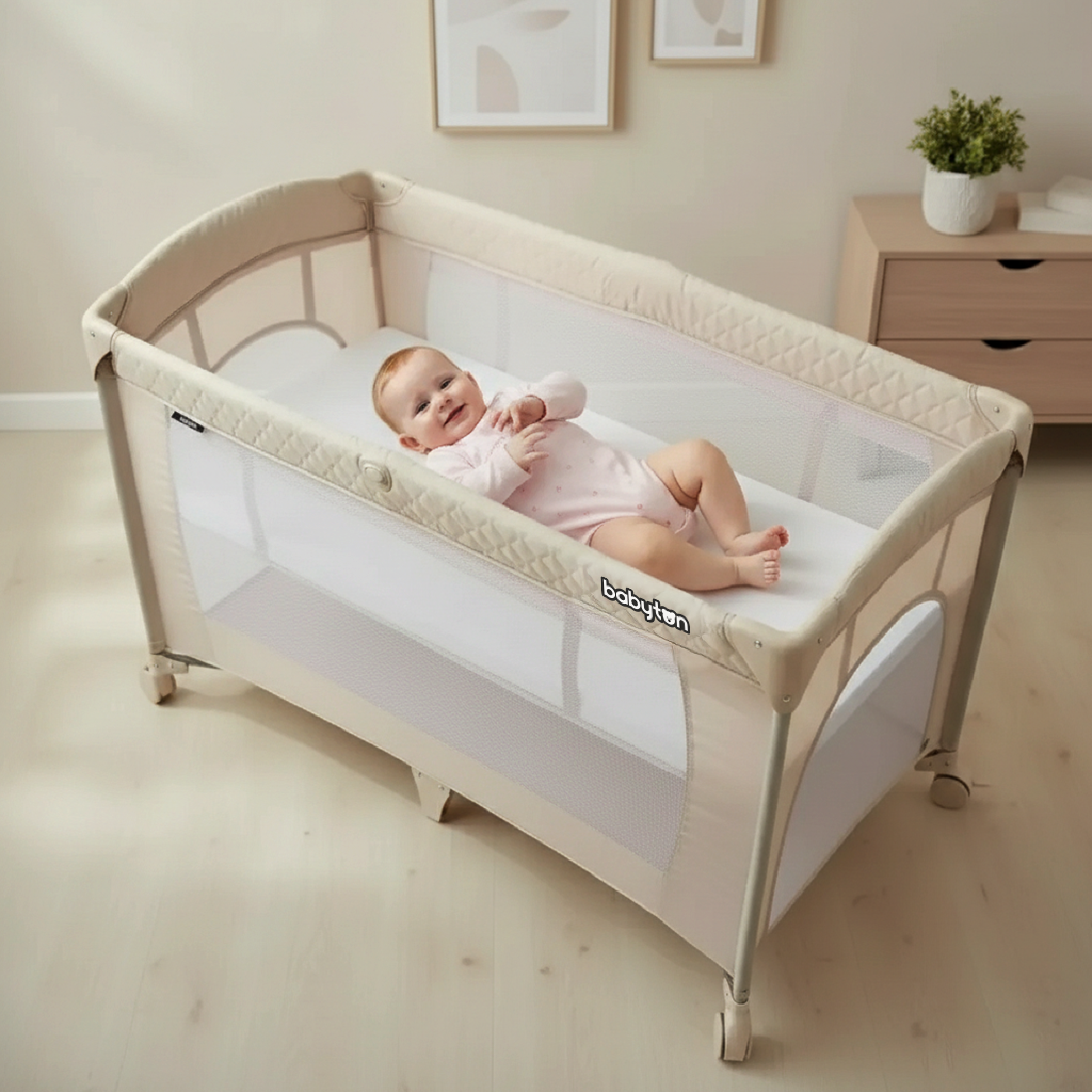 Манеж кровать Babyton Sleepy бежевый UP650S - фото 13
