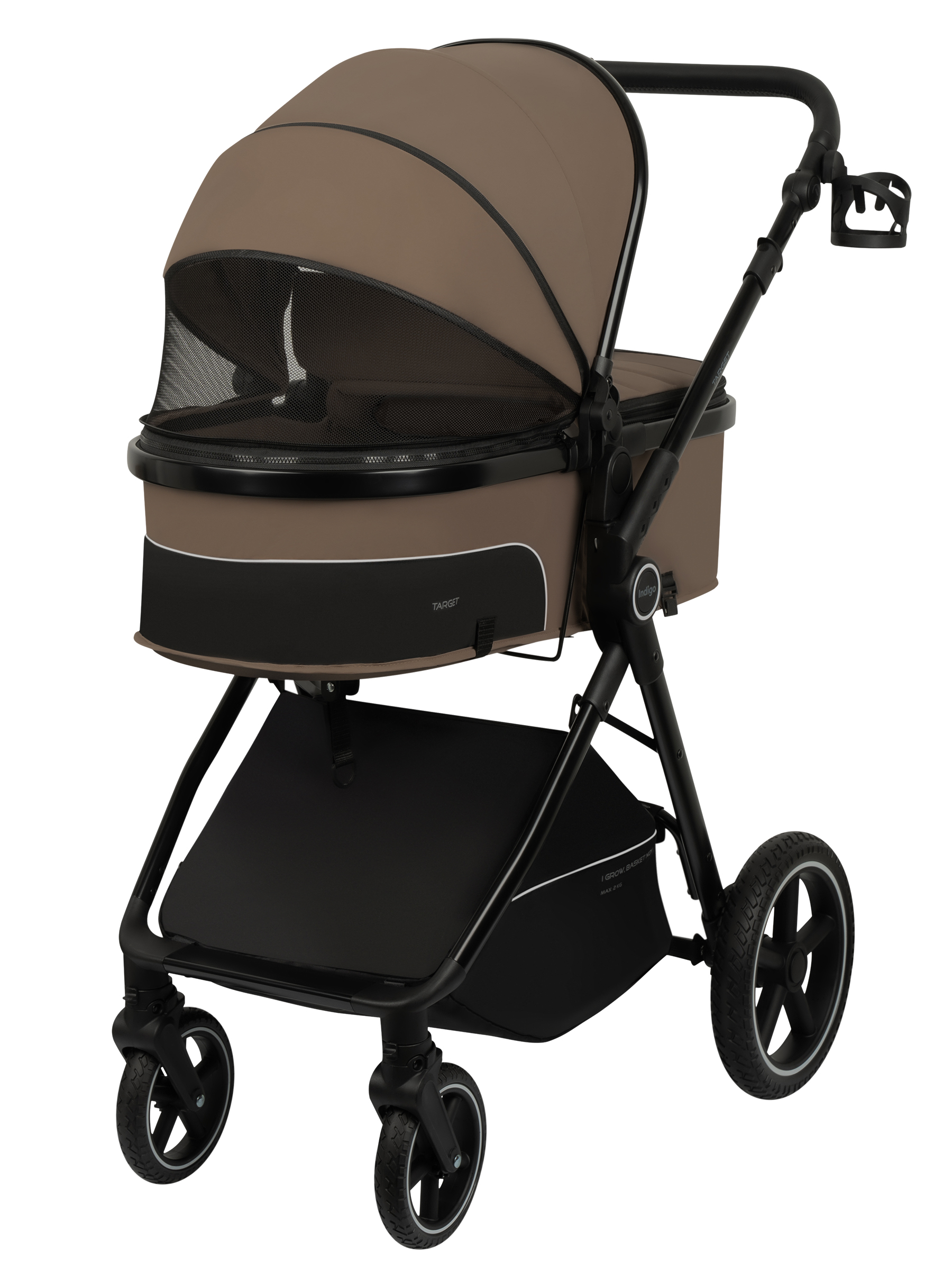 Коляска трансформер Indigo TARGET 3в1 темно-бежевый - фото 17