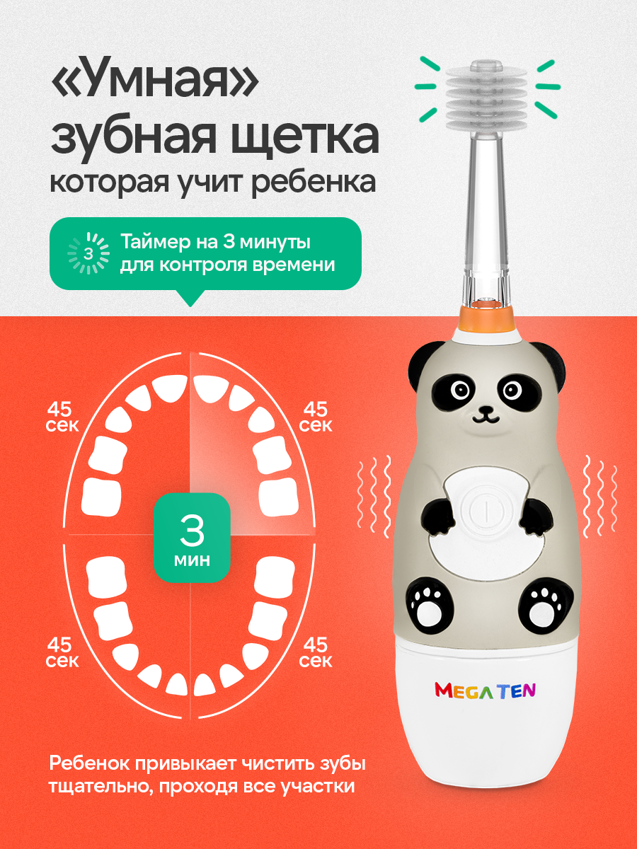 Зубная щетка электрическая Mega Ten kids sonic - фото 14