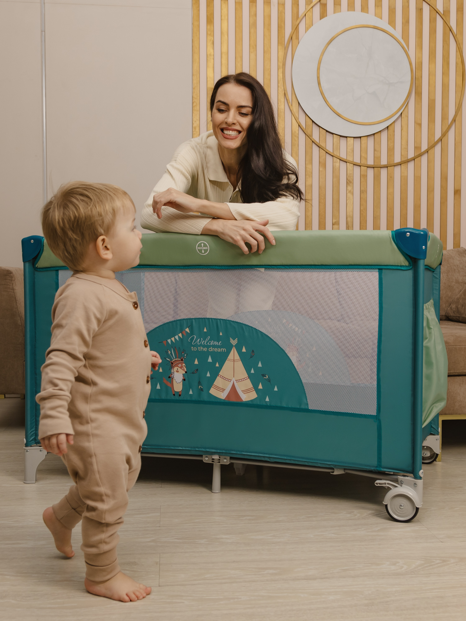 Манеж-кровать AmaroBaby Multiform Dream Fox прямоугольный оливковый AMARO-26MDF-Ol - фото 19