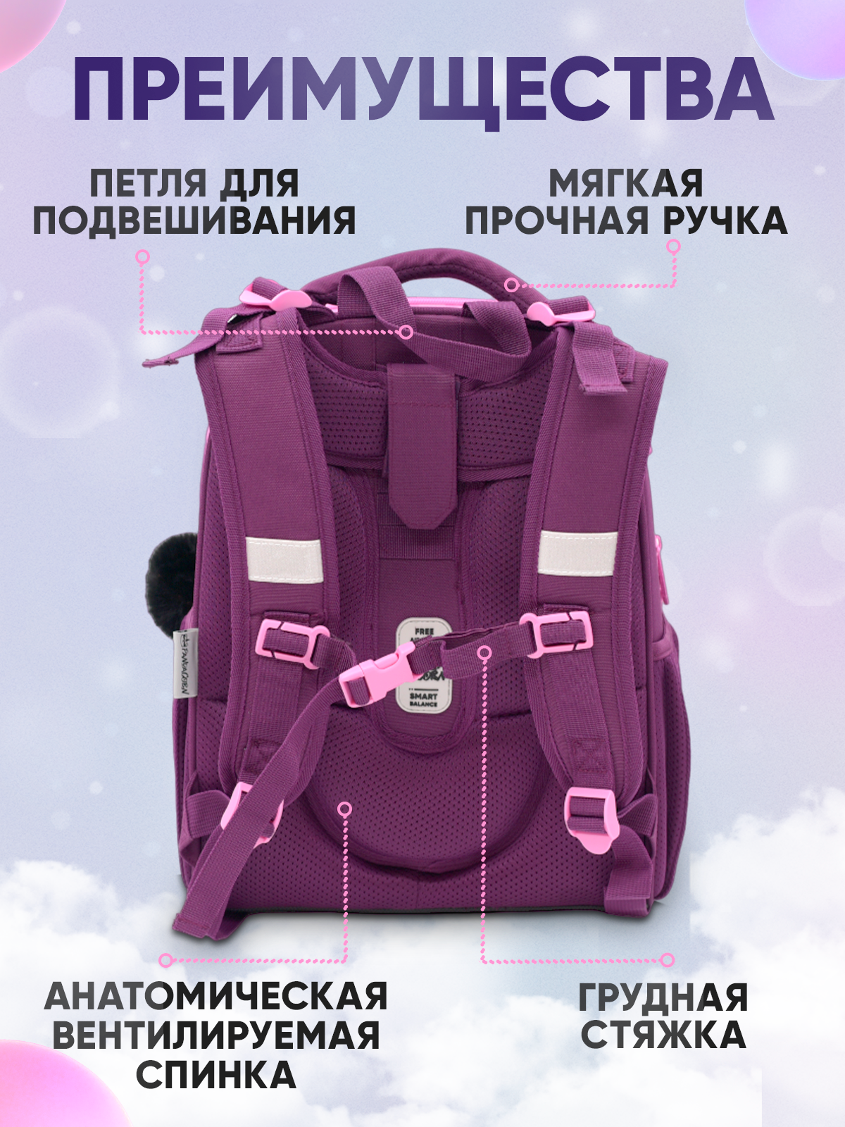 Ранец ПАНДАРОГ Сиреневая кошка - фото 7
