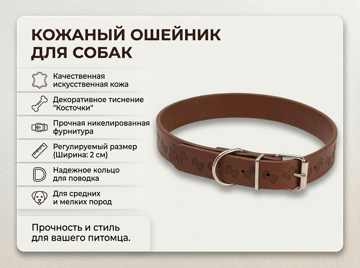 Ошейник Пижон из термопластичной резины Косточки - фото 1