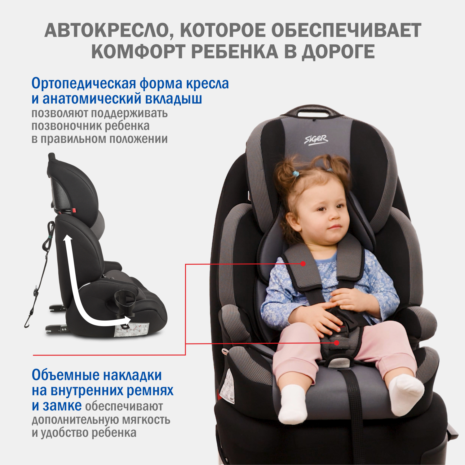 Автокресло SIGER Siger Стар Isofix Lux Isofix 1/2/3 (9-36 кг) - фото 7