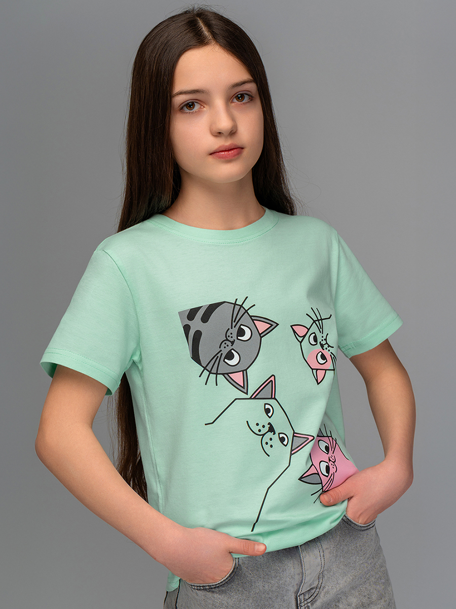 Футболка HappyFox HF66031Dкотики.ментоловый - фото 3