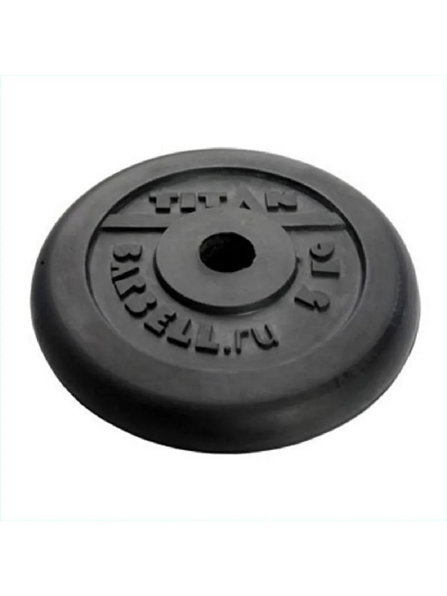 Диск обрезиненный, блин для штанги KMS sport Титан d 26 мм чёрный 5,0 кг - фото 3