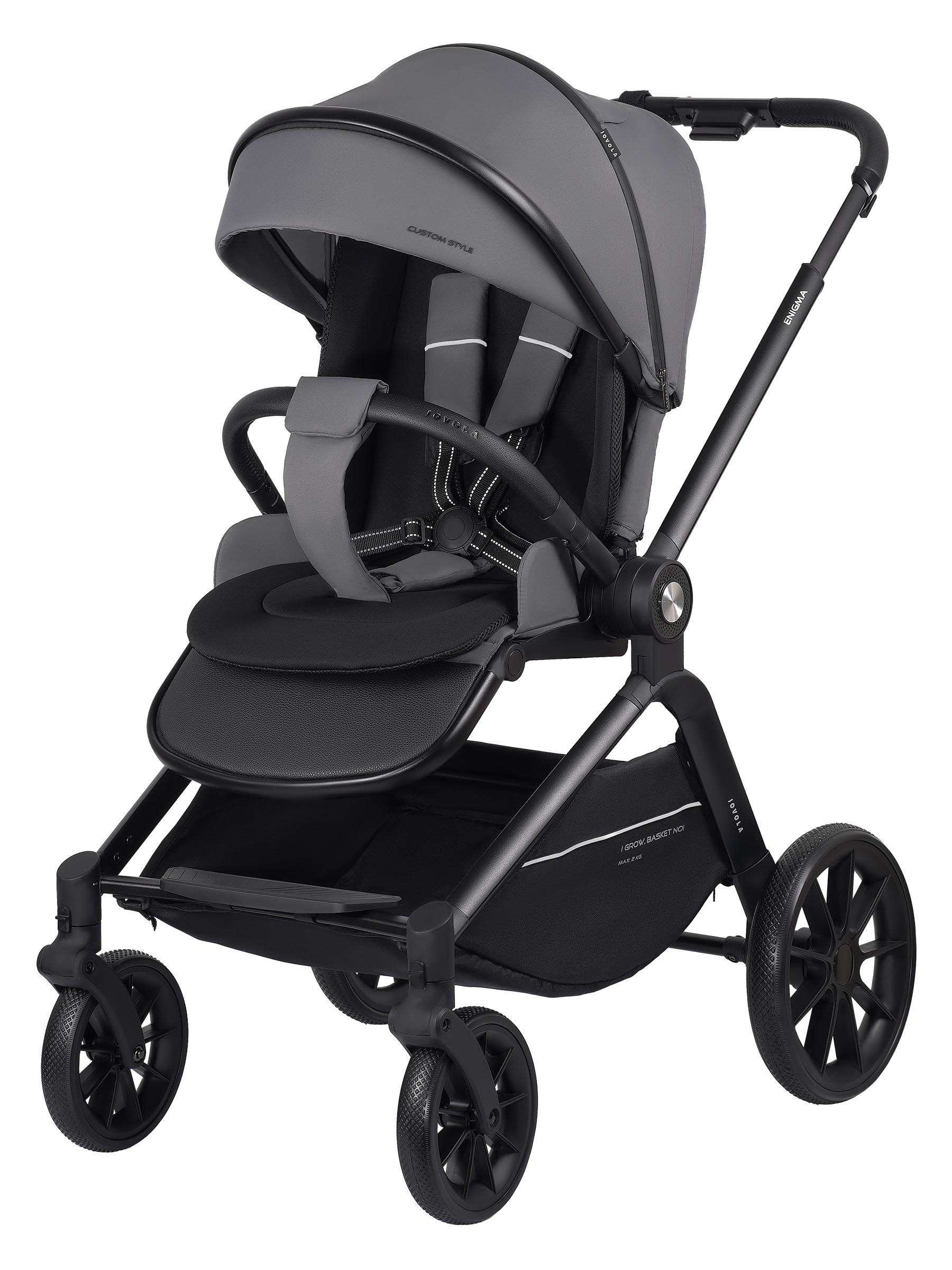 Коляска прогулочная JOVOLA Enigma всесезонная серый - фото 11