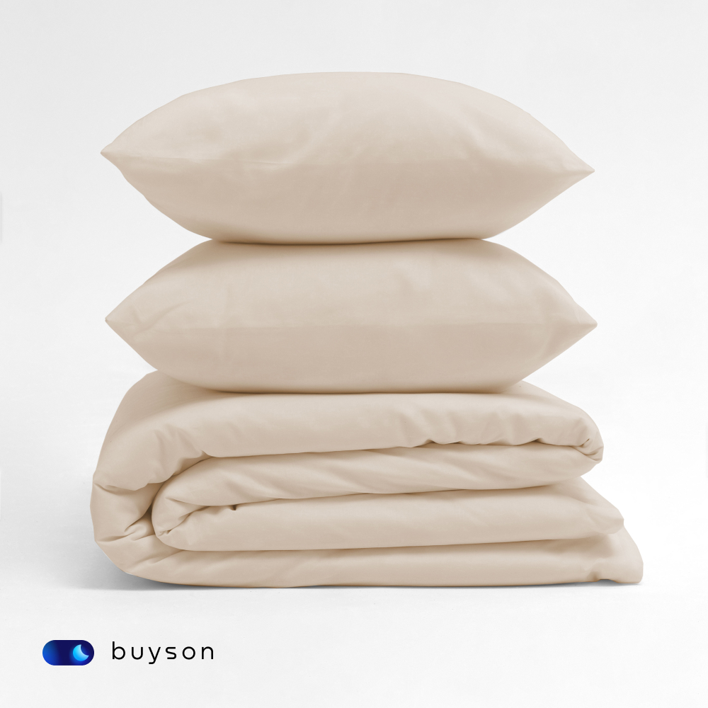 Пододеяльник buyson BuyLive 140x205 см хлопковый сатин цвет ваниль - фото 8