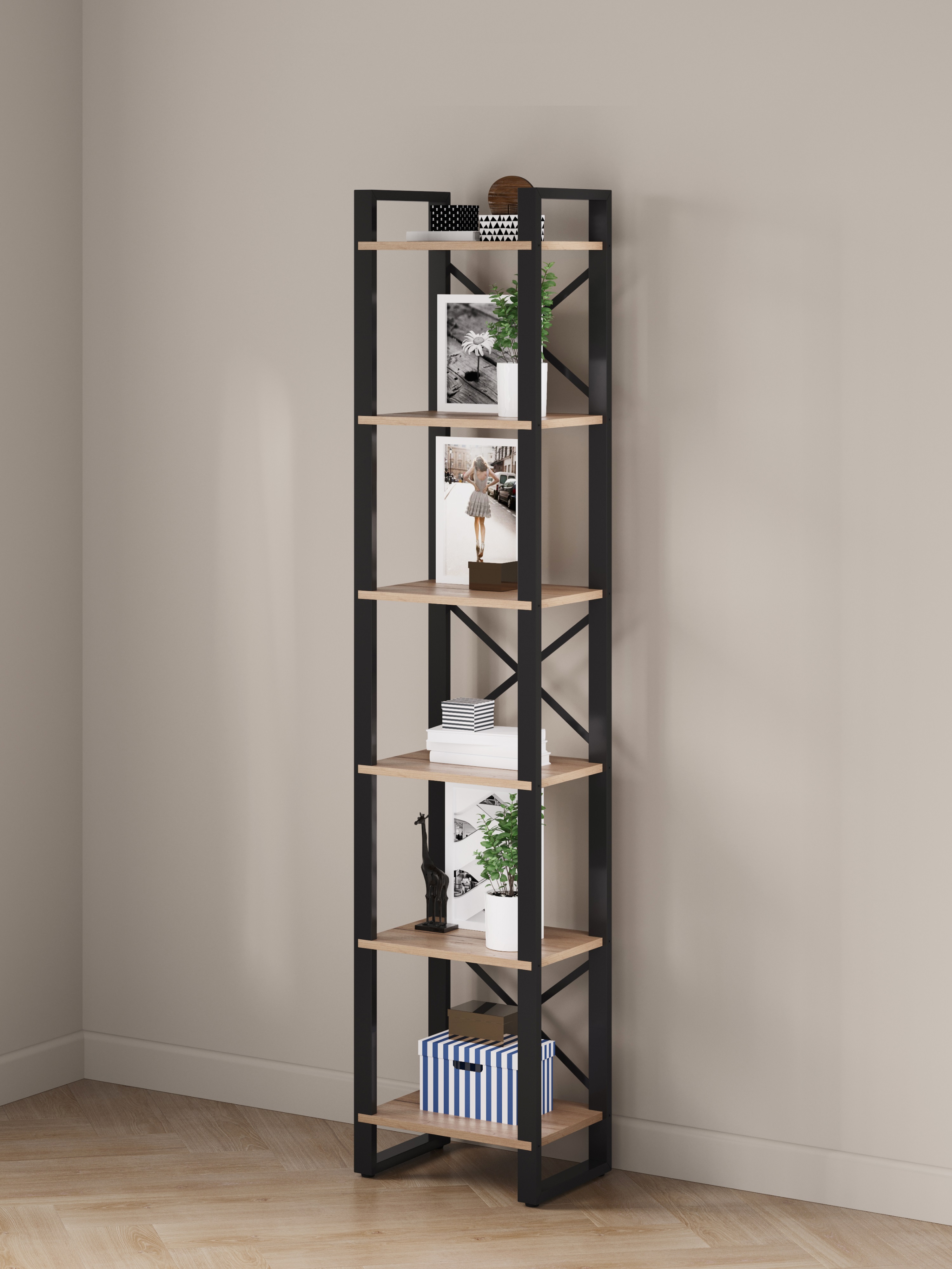 Изображение товара Стеллаж Leset Стилвуд 116 Черный/Дуб крафт золотой