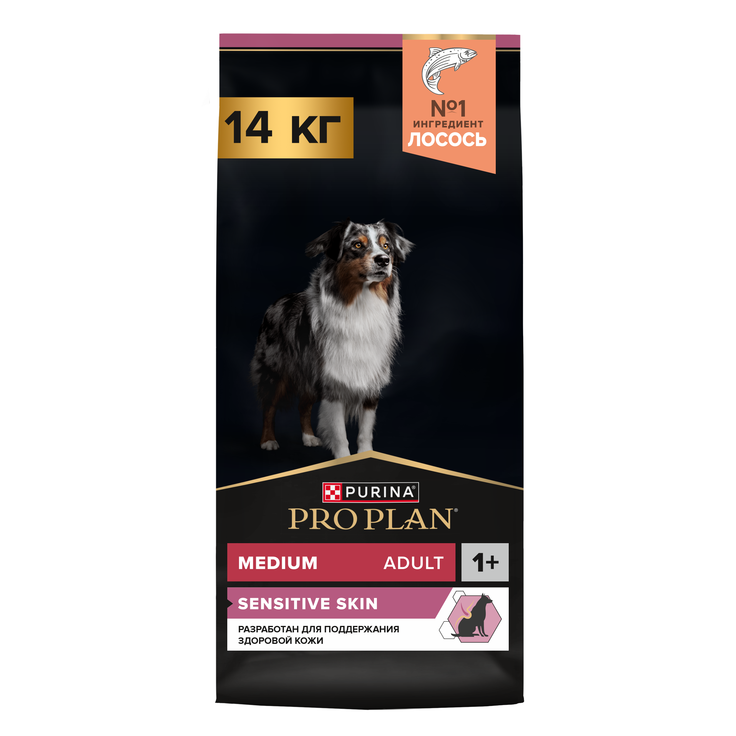 Корм сухой для собак PRO PLAN SENSITIVE SKIN 14 кг с лососем для средних пород - фото 1