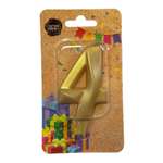 Свеча-цифра для торта Свечной маркет украшение в виде цифры 4, 7 см, на ножке