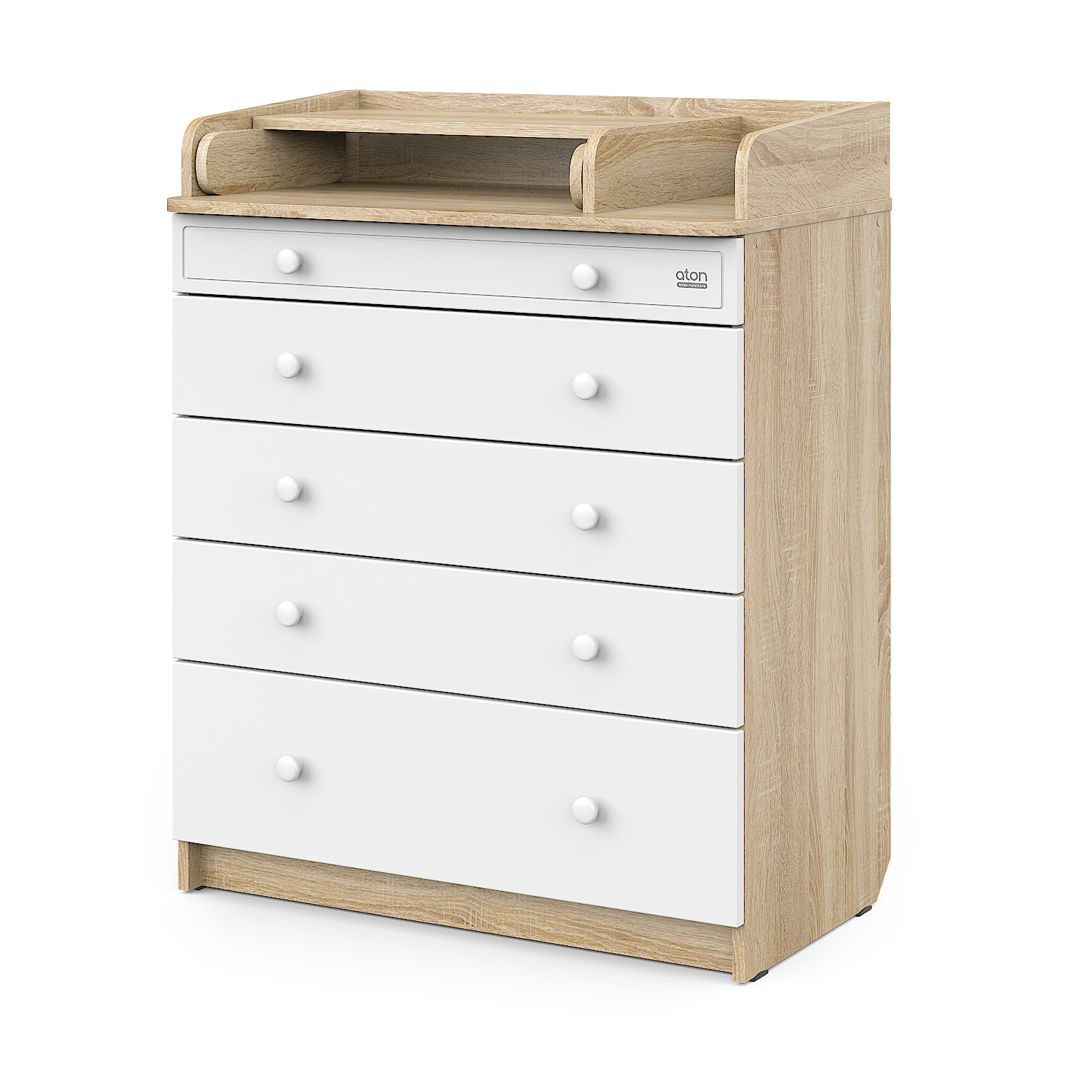 Комод пеленальный aton baby furniture Elio (дуб сонома, белый) - фото 4