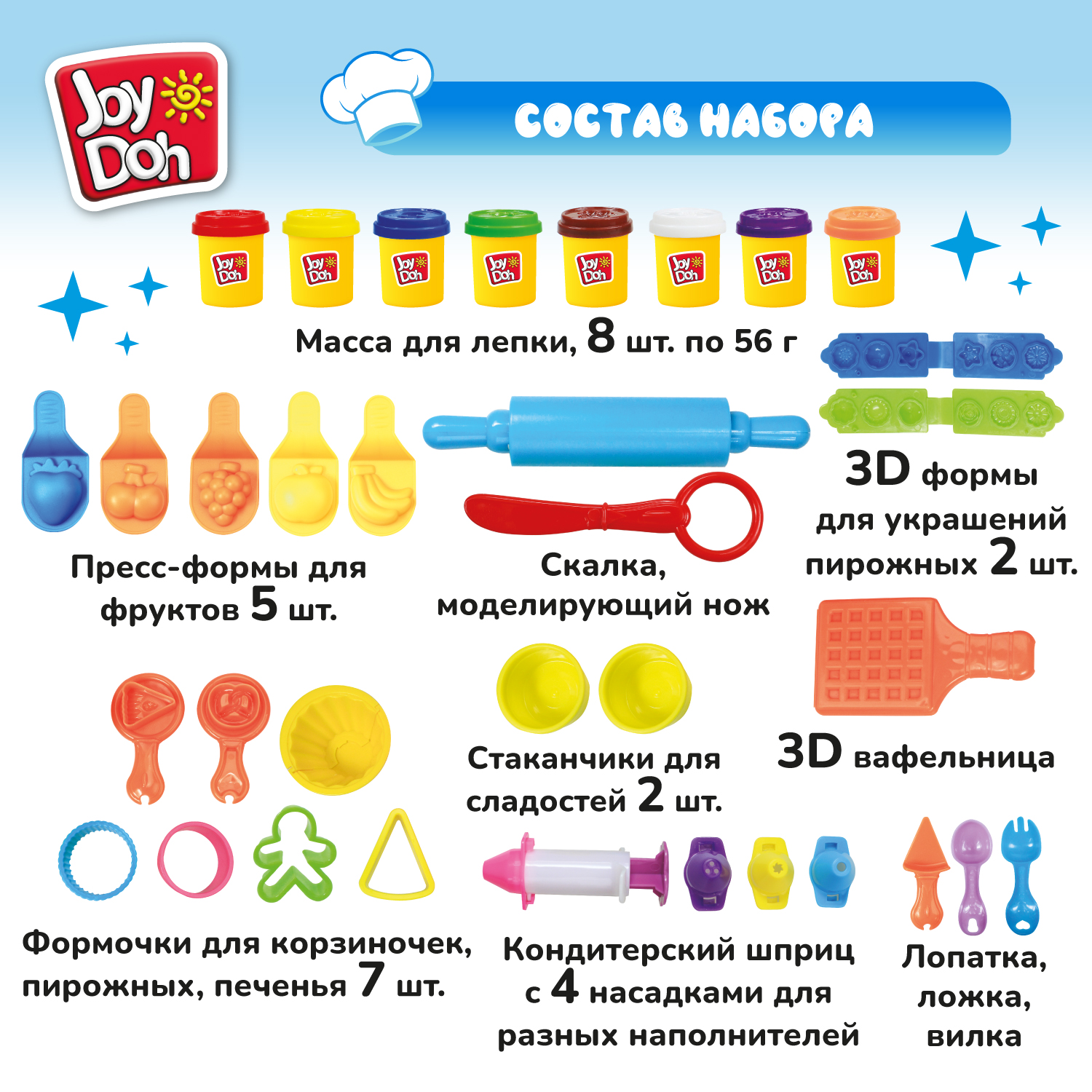 Масса для лепки Joy-Doh Шеф кондитер 8 цв. - фото 2