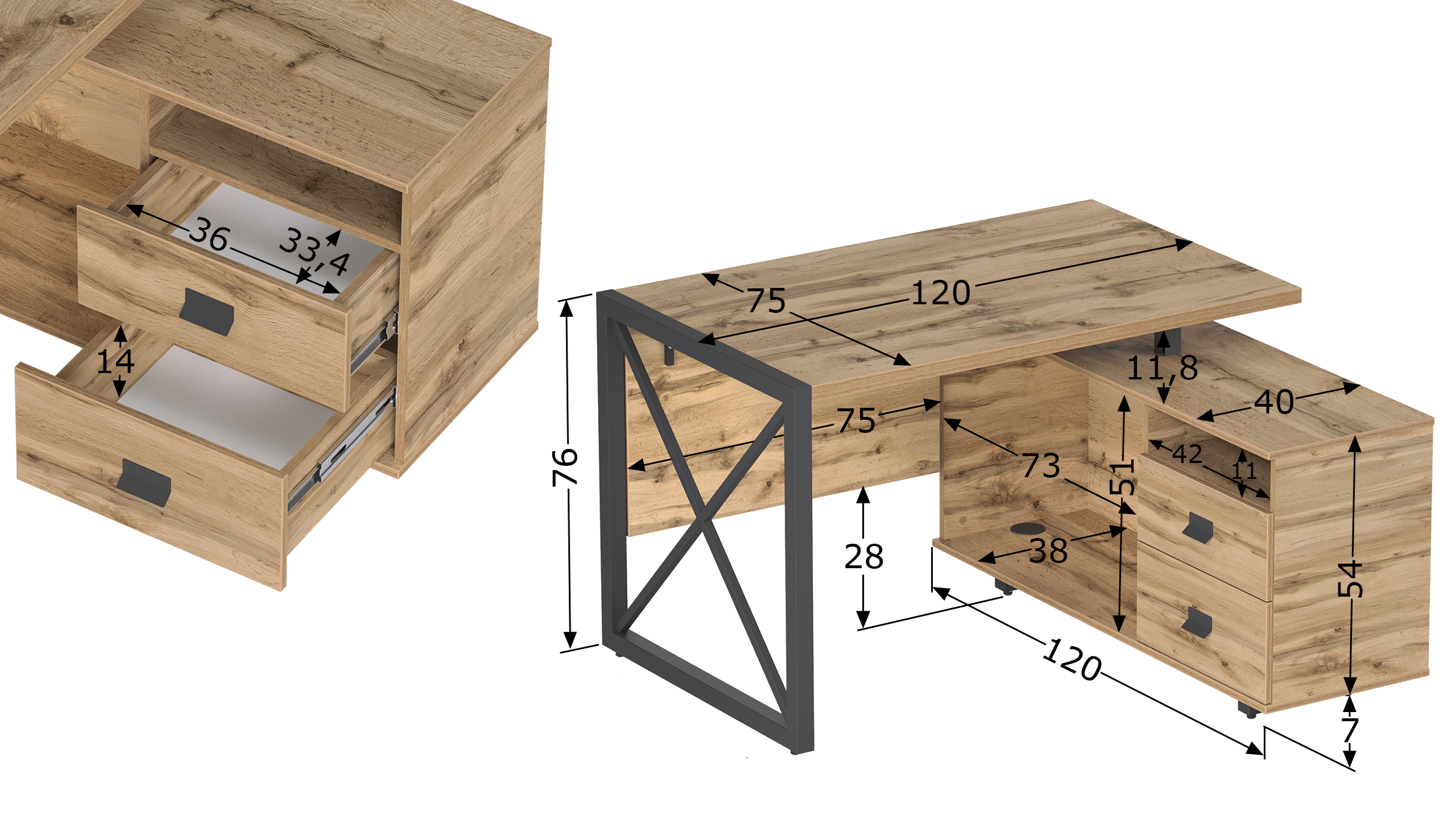 Письменный стол КАЛИФОРНИЯ МЕБЕЛЬ Хардвиг 1200 - фото 8