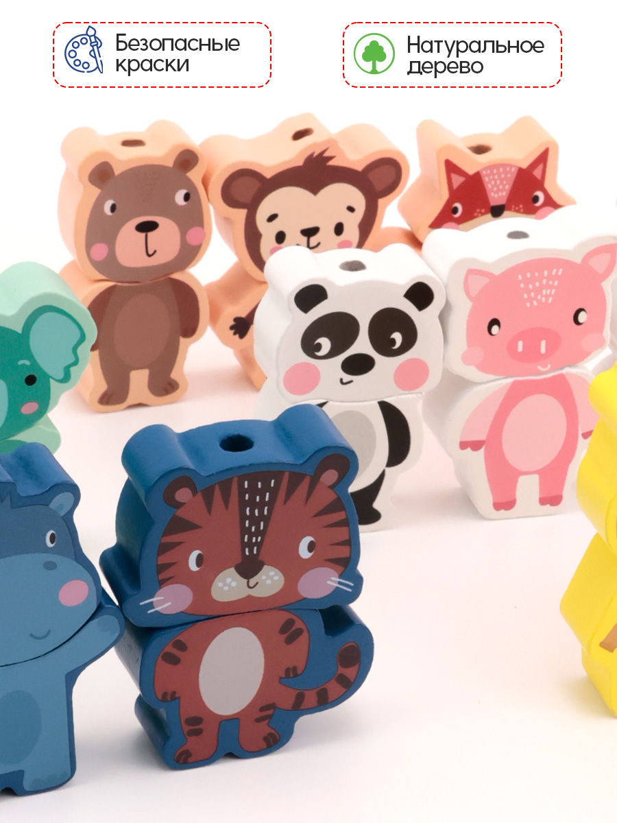 Игрушка TIPTOPOLIS шнуровка овощи цифры животные машинки - фото 4