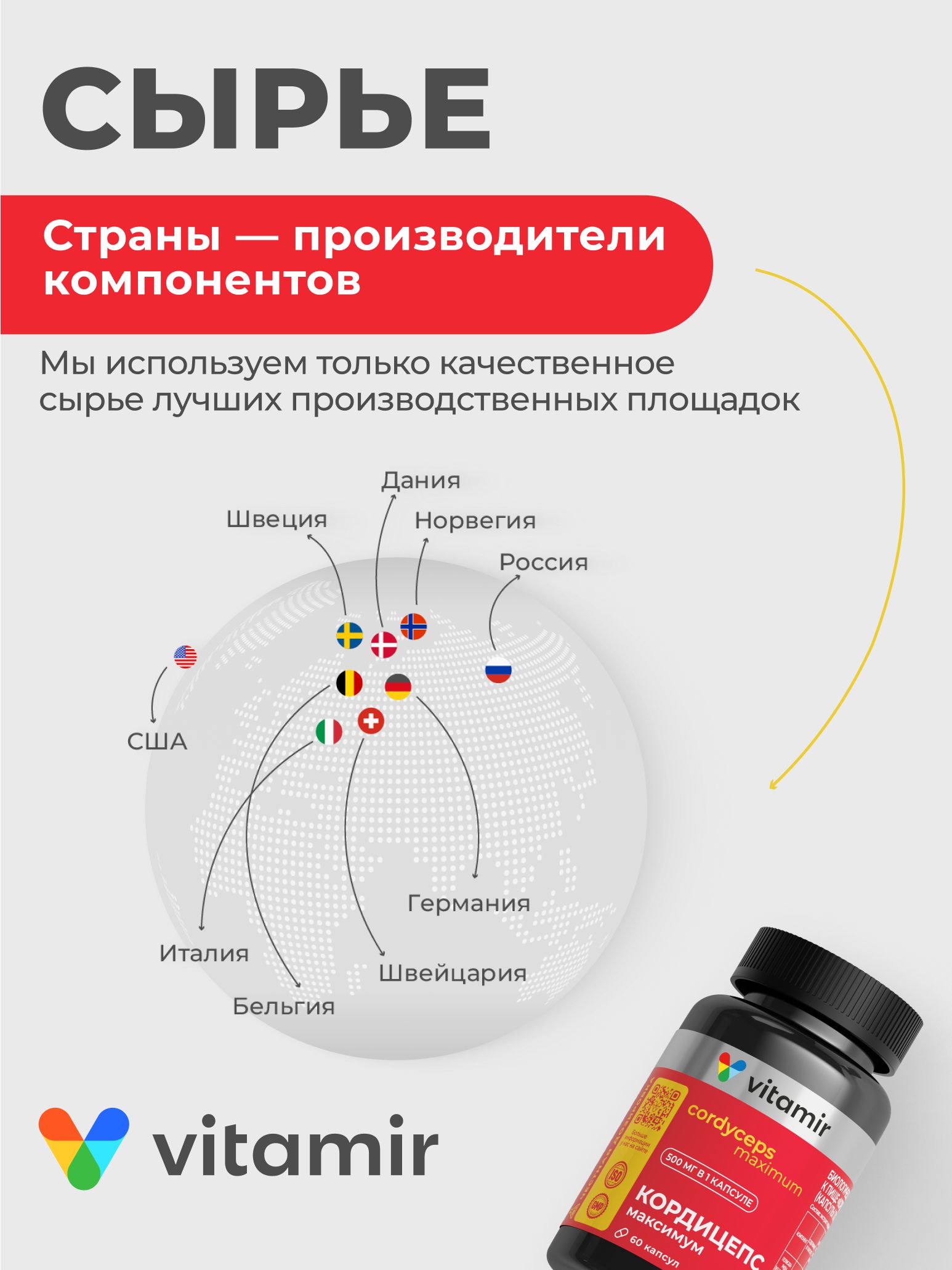 Кордицепс экстракт VITAMIR для иммунитета энергии и выносливости 60 капсул - фото 8
