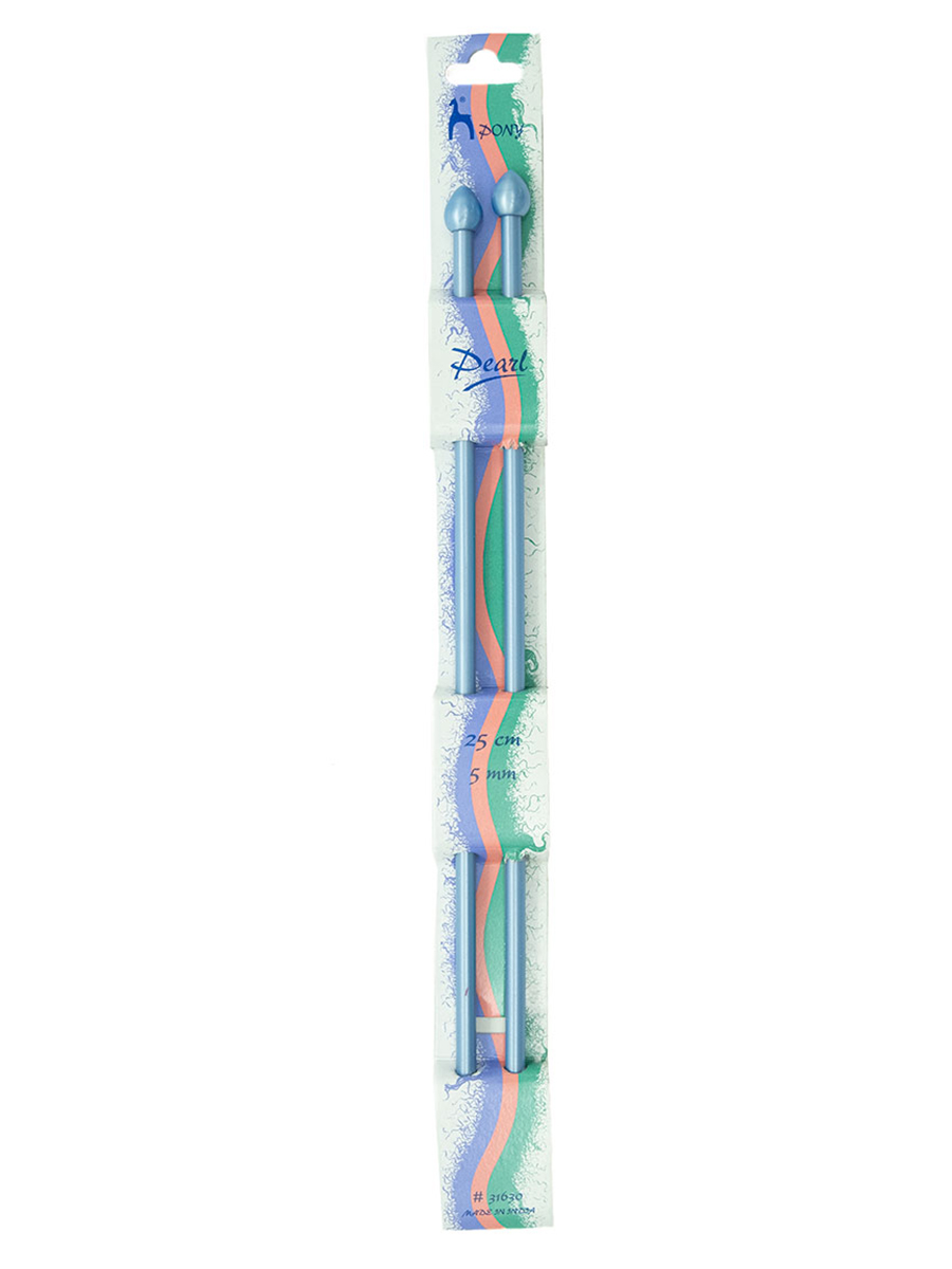 Спицы прямые Pony пластиковые для начинающих PEARL 5 мм 25 см синие 31630 - фото 12