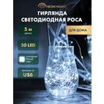 Светодиодная гирлянда NEON-NIGHT Роса 5 м белое свечение c USB 315-965