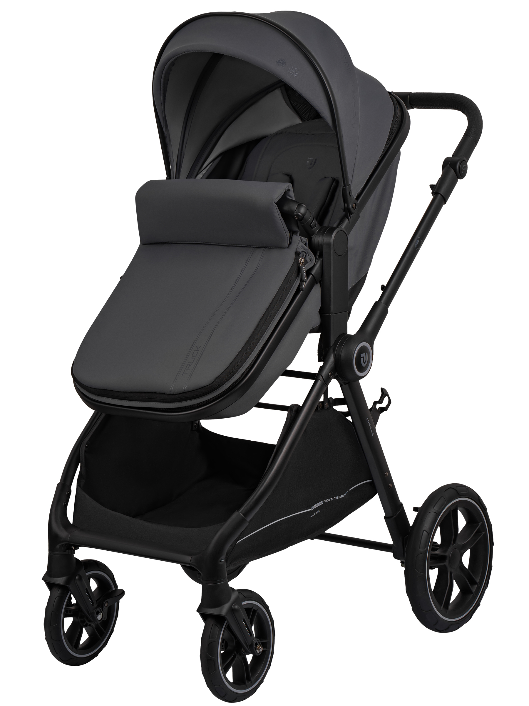 Коляска трансформер JOVOLA Truck, перекидная ручка серый - фото 8