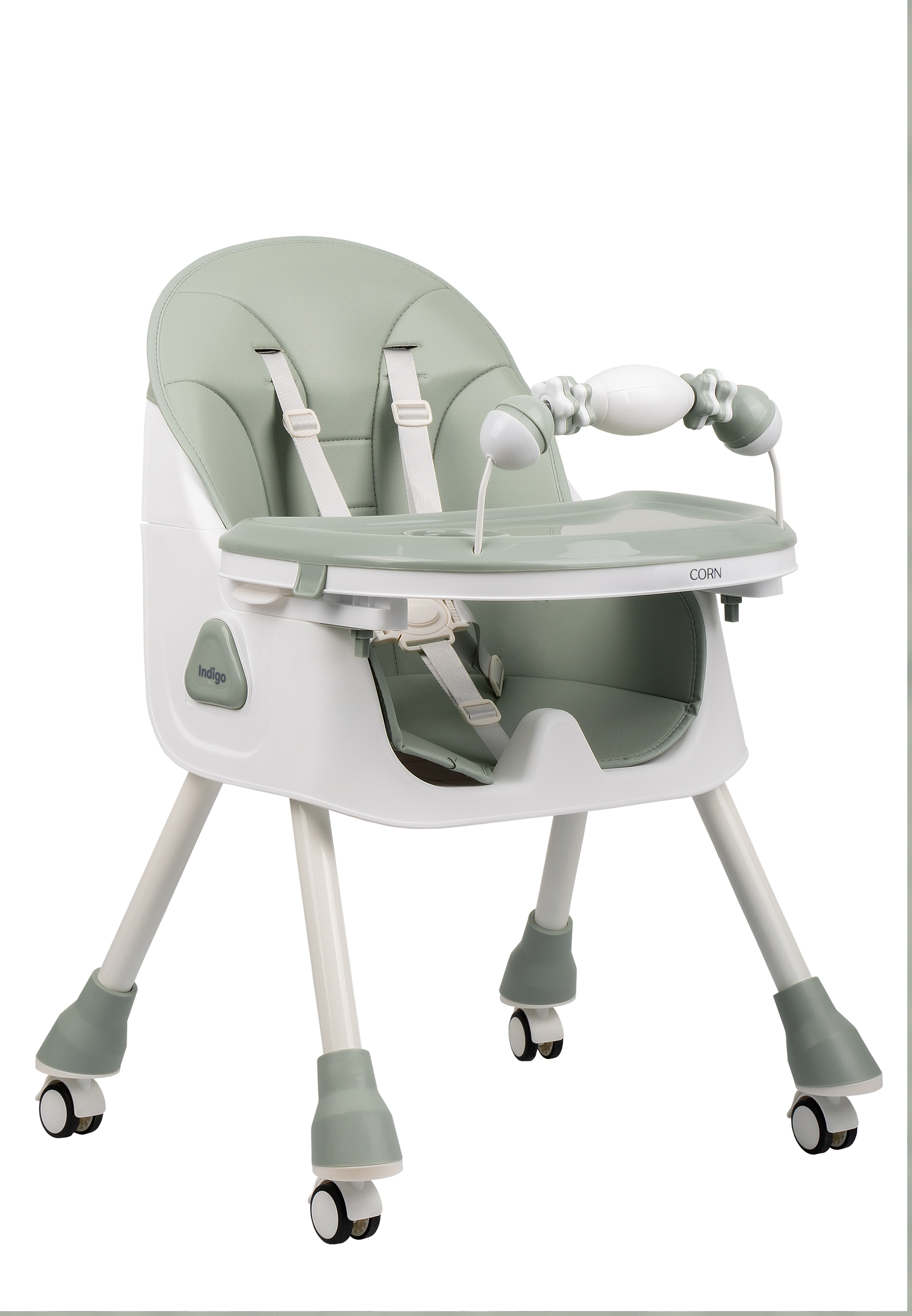 Стульчик для кормления Indigo Corn зеленый-серый - фото 7
