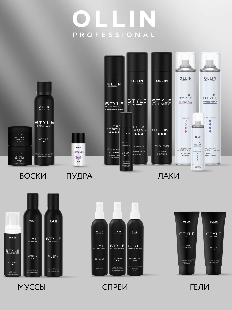Гель для укладки волос Ollin STYLE средней фиксации мокрый эффект 200 мл - фото 6