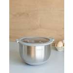 Миска DeNASTIA с прозрачной крышкой 1.5 л нерж.сталь серый A000337