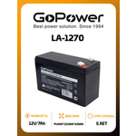 Аккумулятор Свинцово-кислотный GoPower LA-1270 12V 7Ah клеммы T2/F2