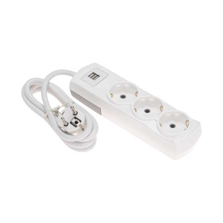 Удлинитель REXANT Premium 1.5 метра 3 гнезда сз 2 USB белый