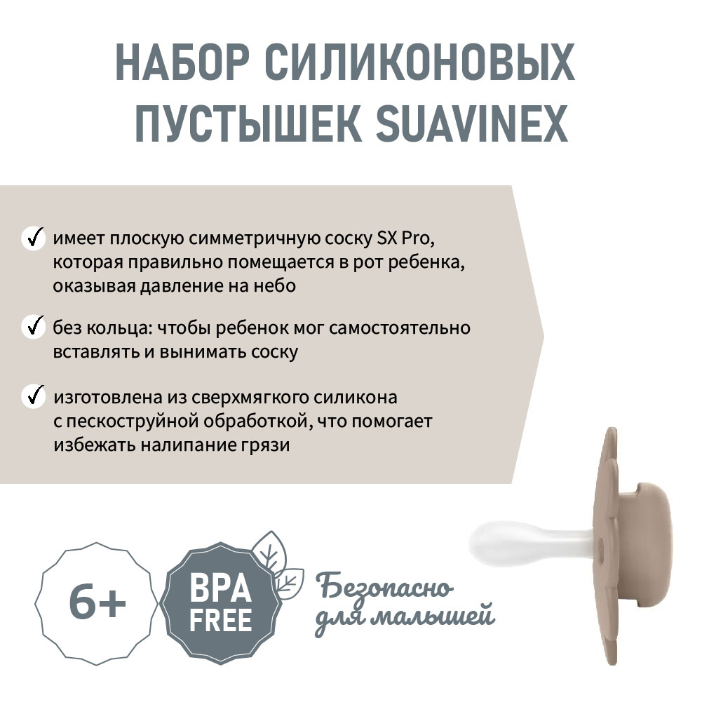 Пустышка Suavinex полипропилен ортодонтическая от 0 мес. 2 шт. - фото 3