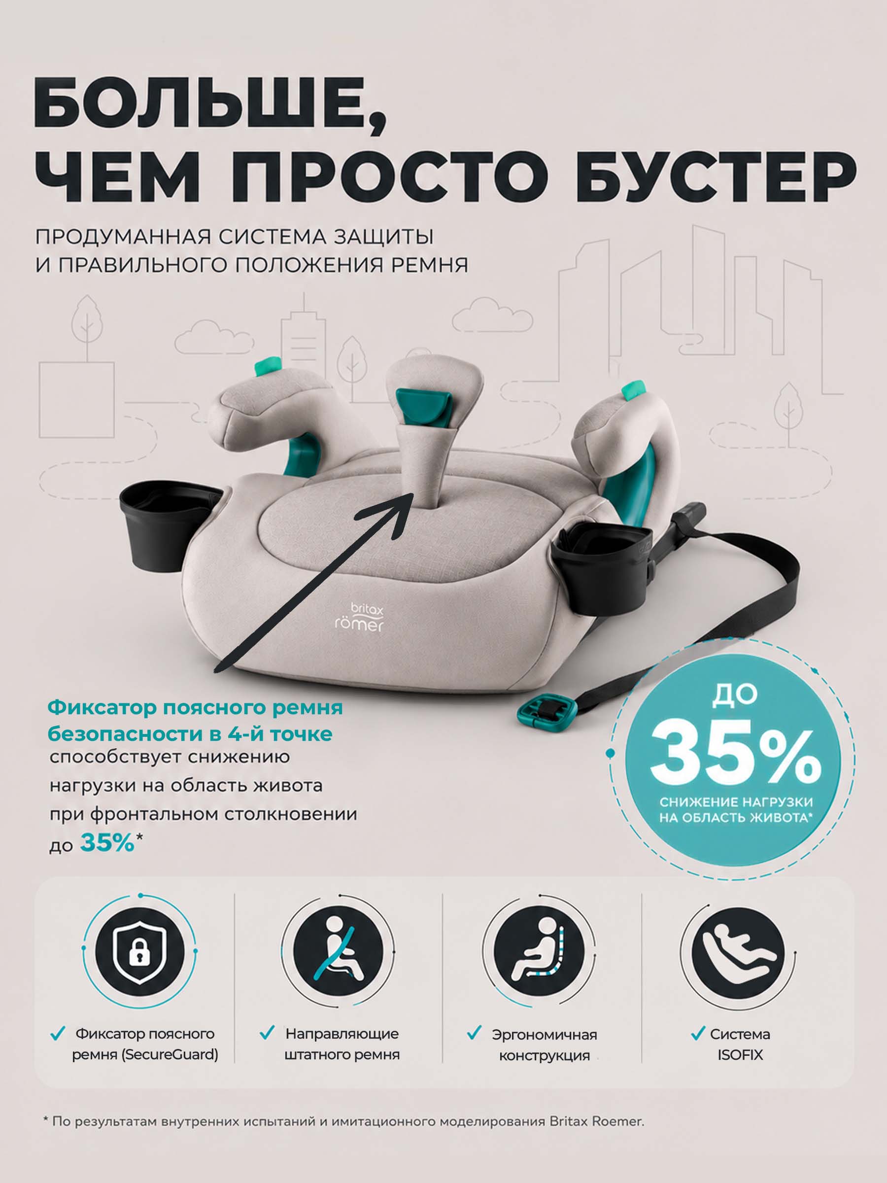 Автокресло Britax Roemer TRAVELFIX для детей 135-150 см Isofix 3 (22-36 кг) бежевый - фото 3
