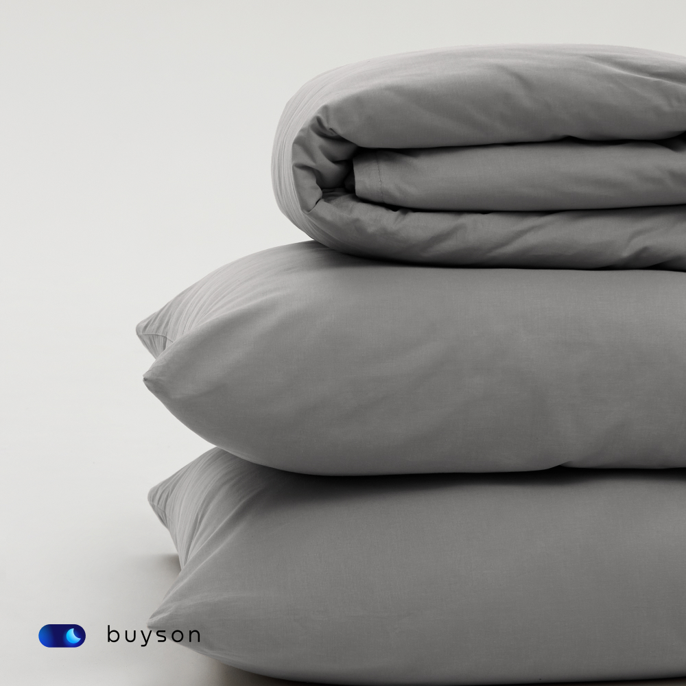 Комплект наволочек buyson BuyRelax 50х70 см, хлопковый перкаль, цвет стальной - фото 7