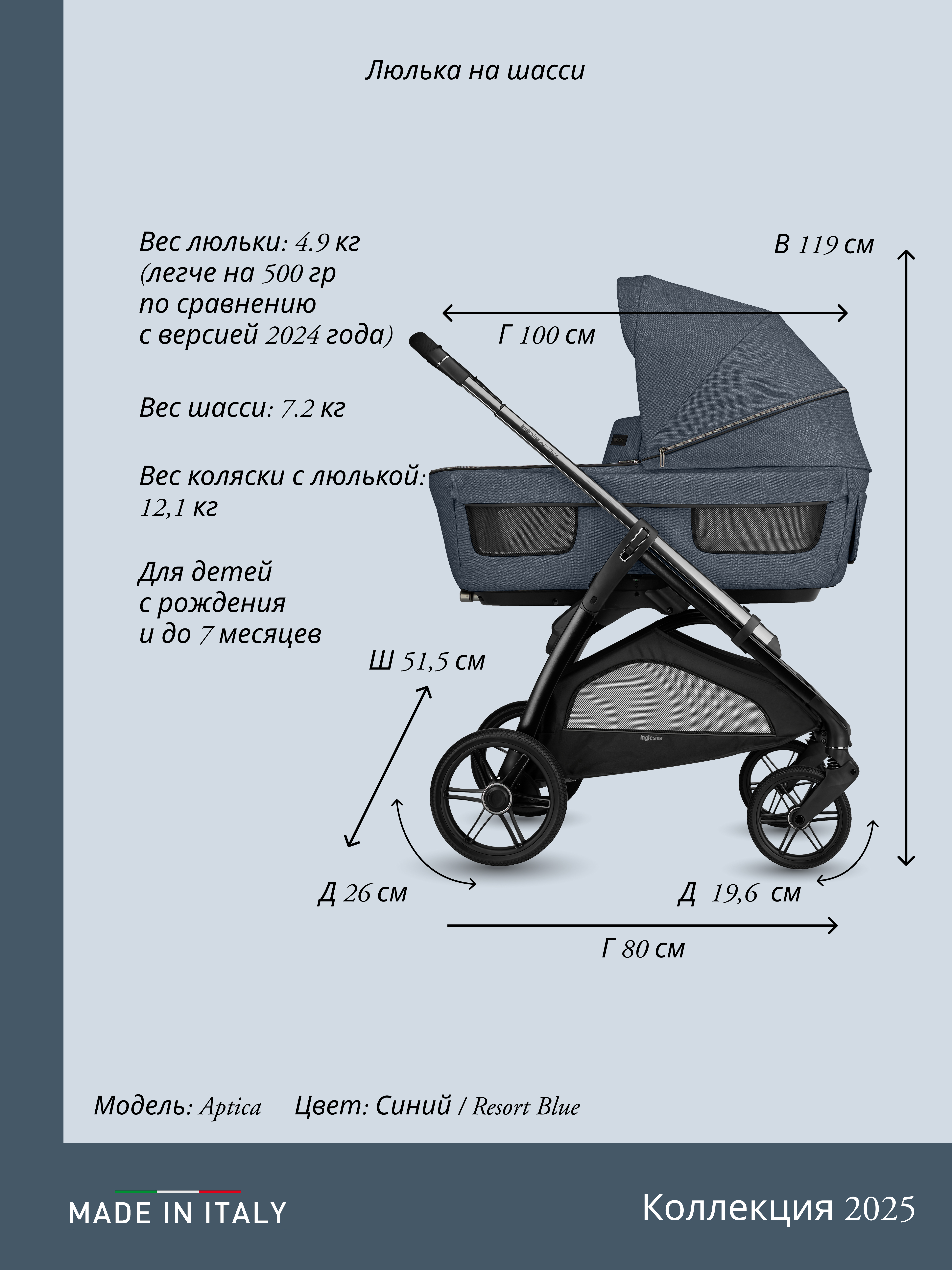 Коляска 3в1 Inglesina синий - фото 5