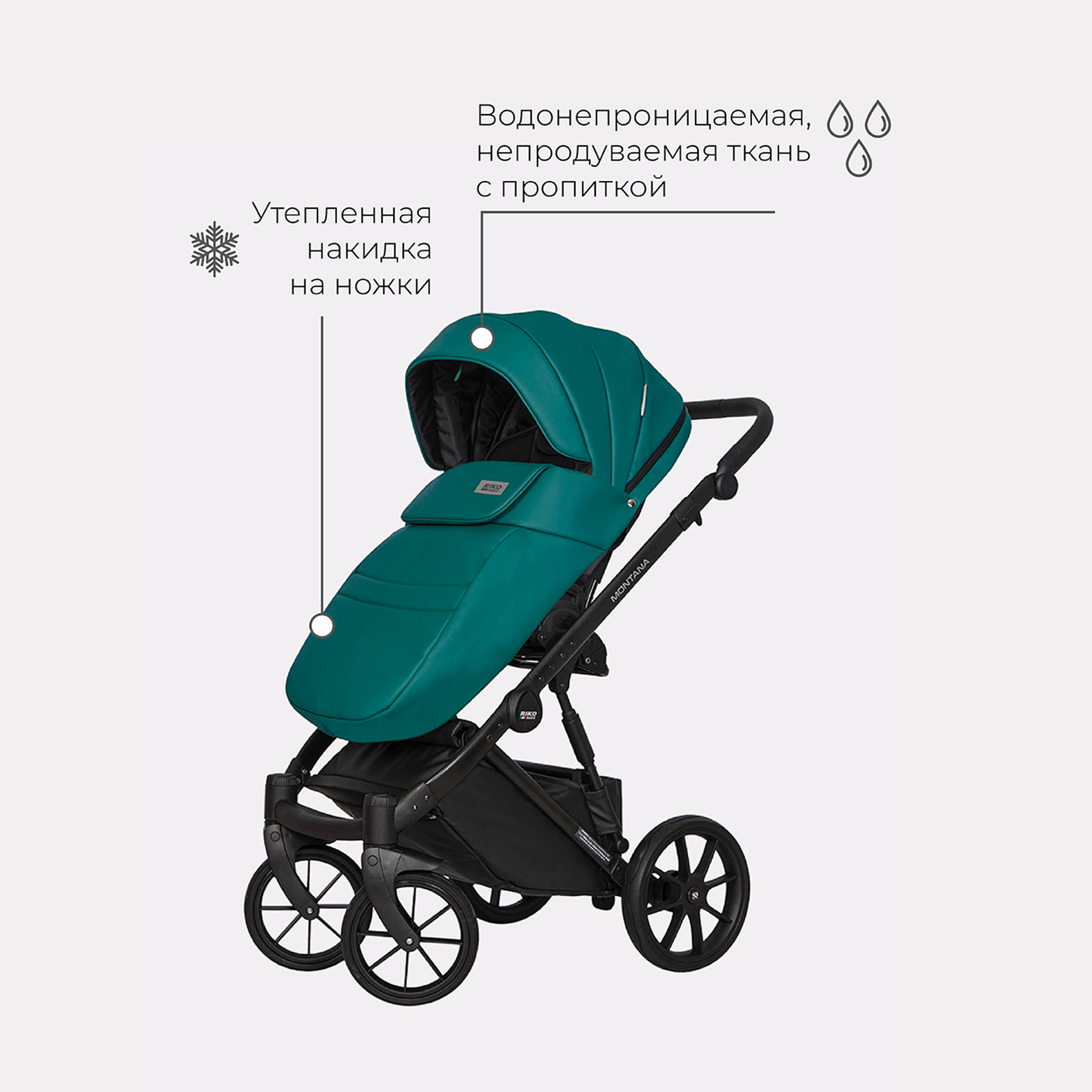 Коляска 2в1 Riko Basic Montana зеленый - фото 6