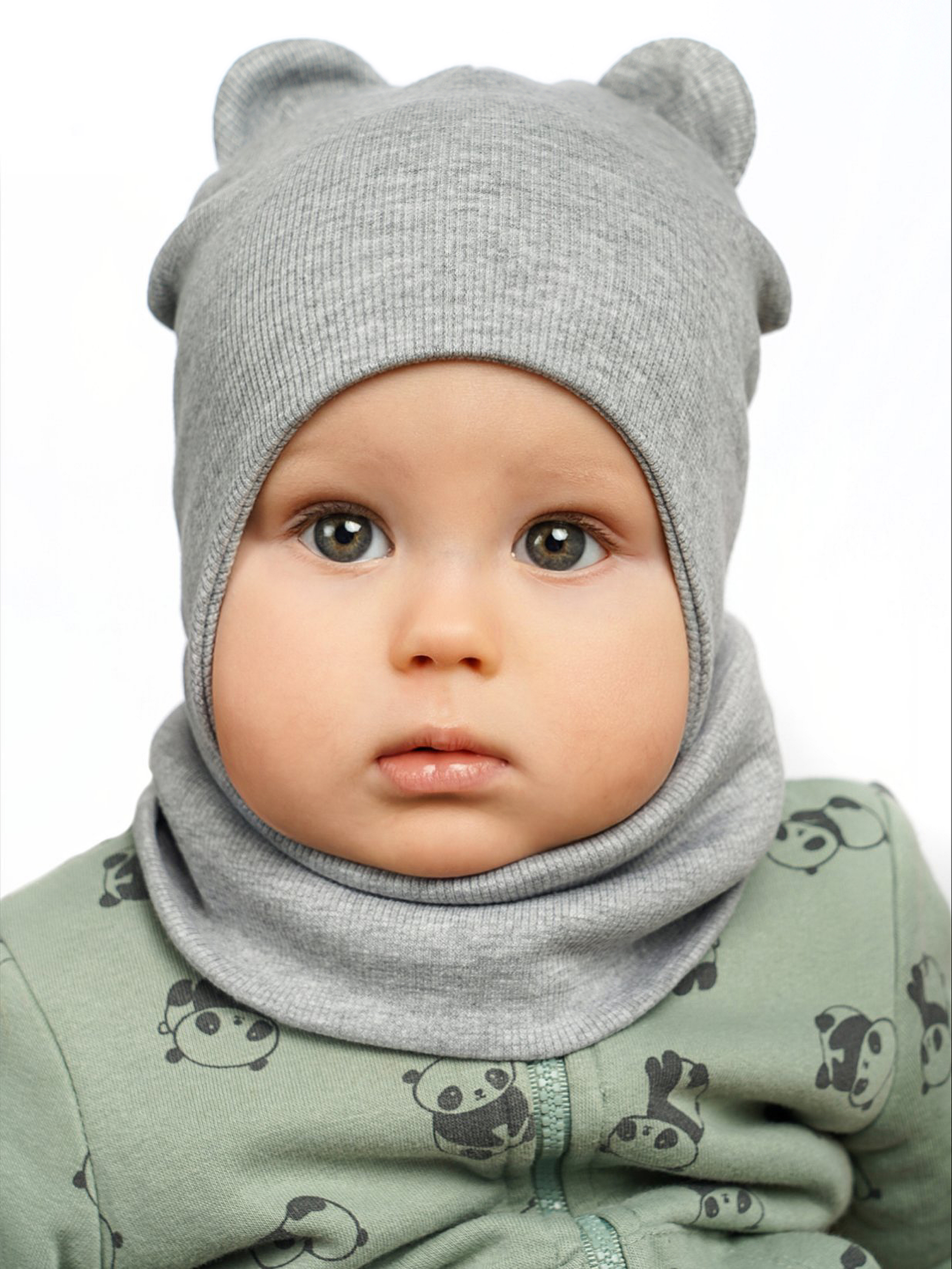 Шапка и снуд ПриКиндер U-A_233980 Серый меланж - фото 1