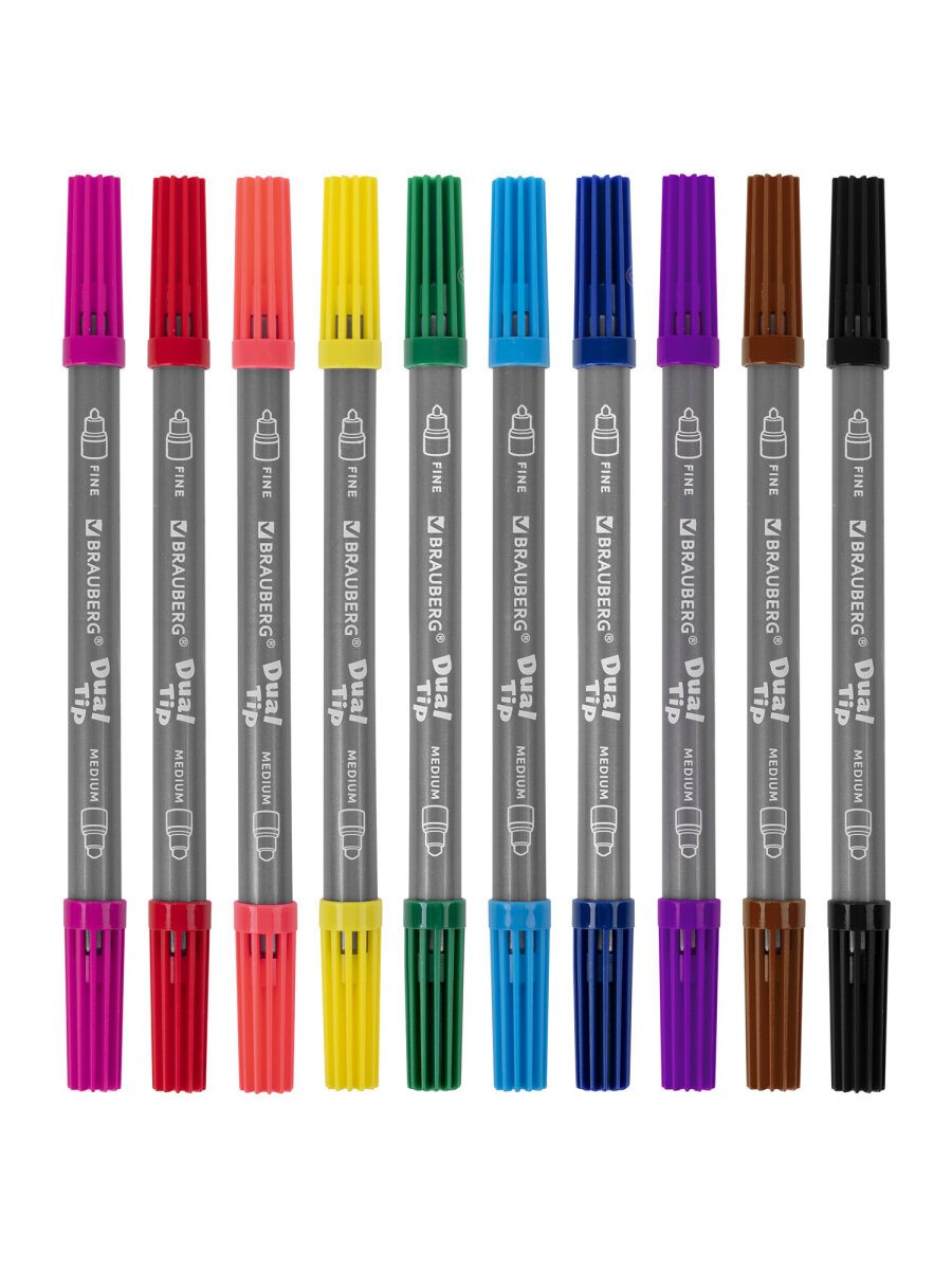 Фломастеры Brauberg двусторонние 10 цв. - фото 7