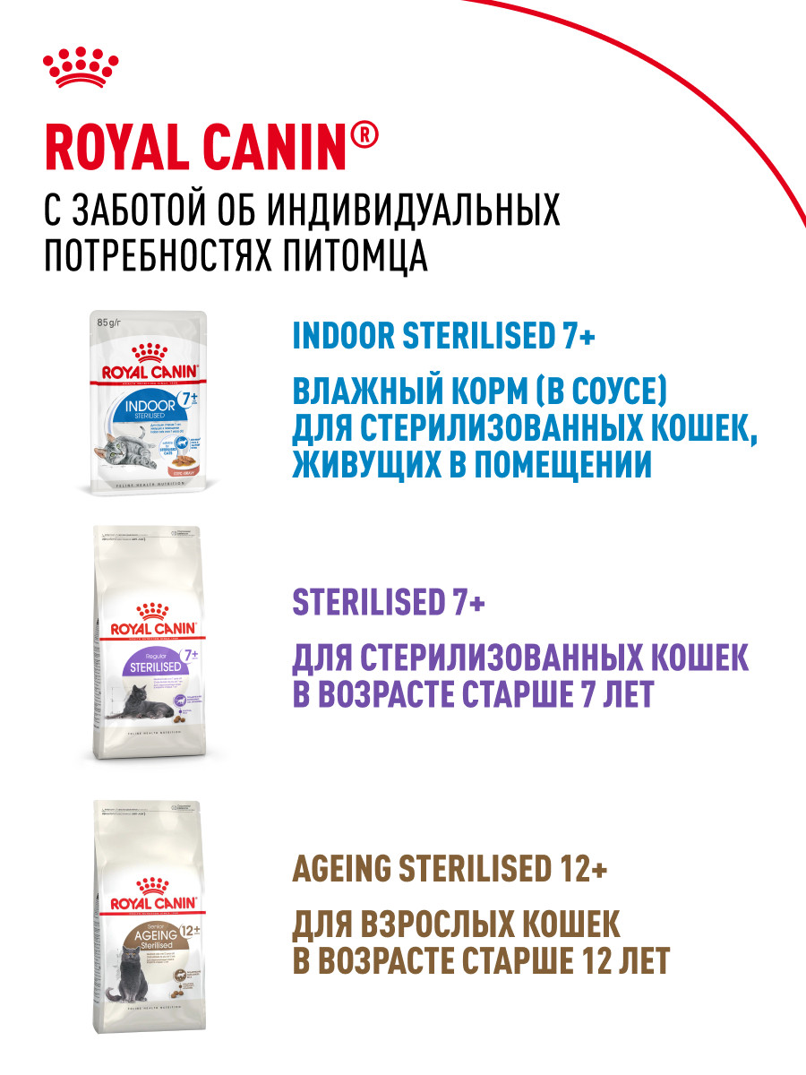 Корм для кошек ROYAL CANIN Indoor 85г для пожилых стерилизованных кошек 7+ желе пауч - фото 10