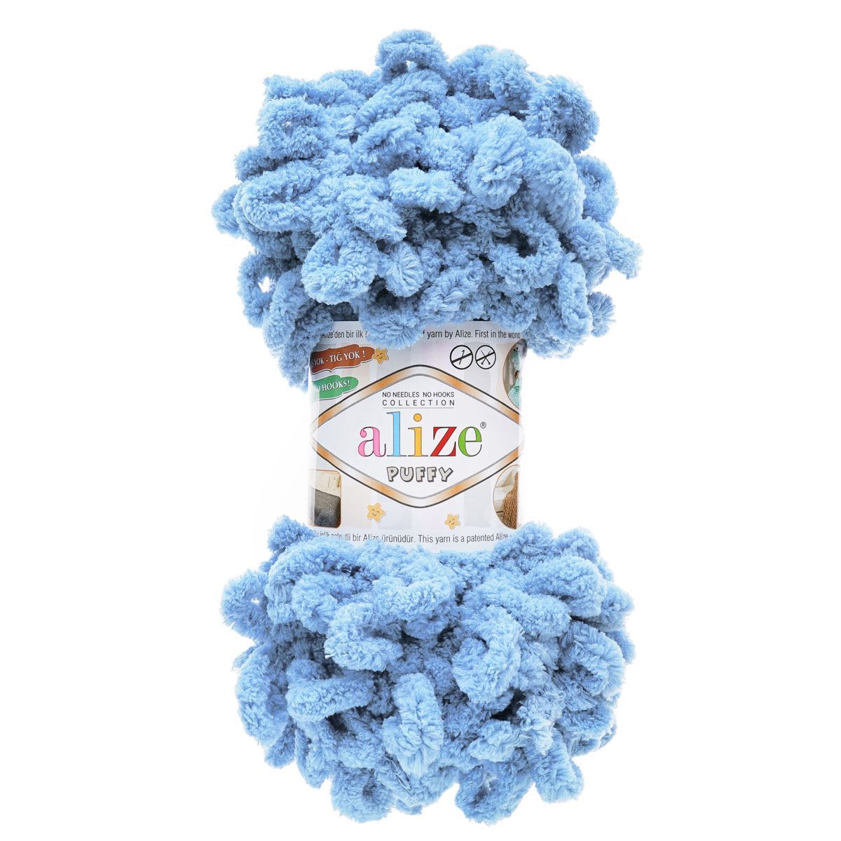 Пряжа для вязания Alize puffy 100 г 9 м микрополиэстер фантазийная плюшевая 280 средне-синий 5 мотков - фото 5