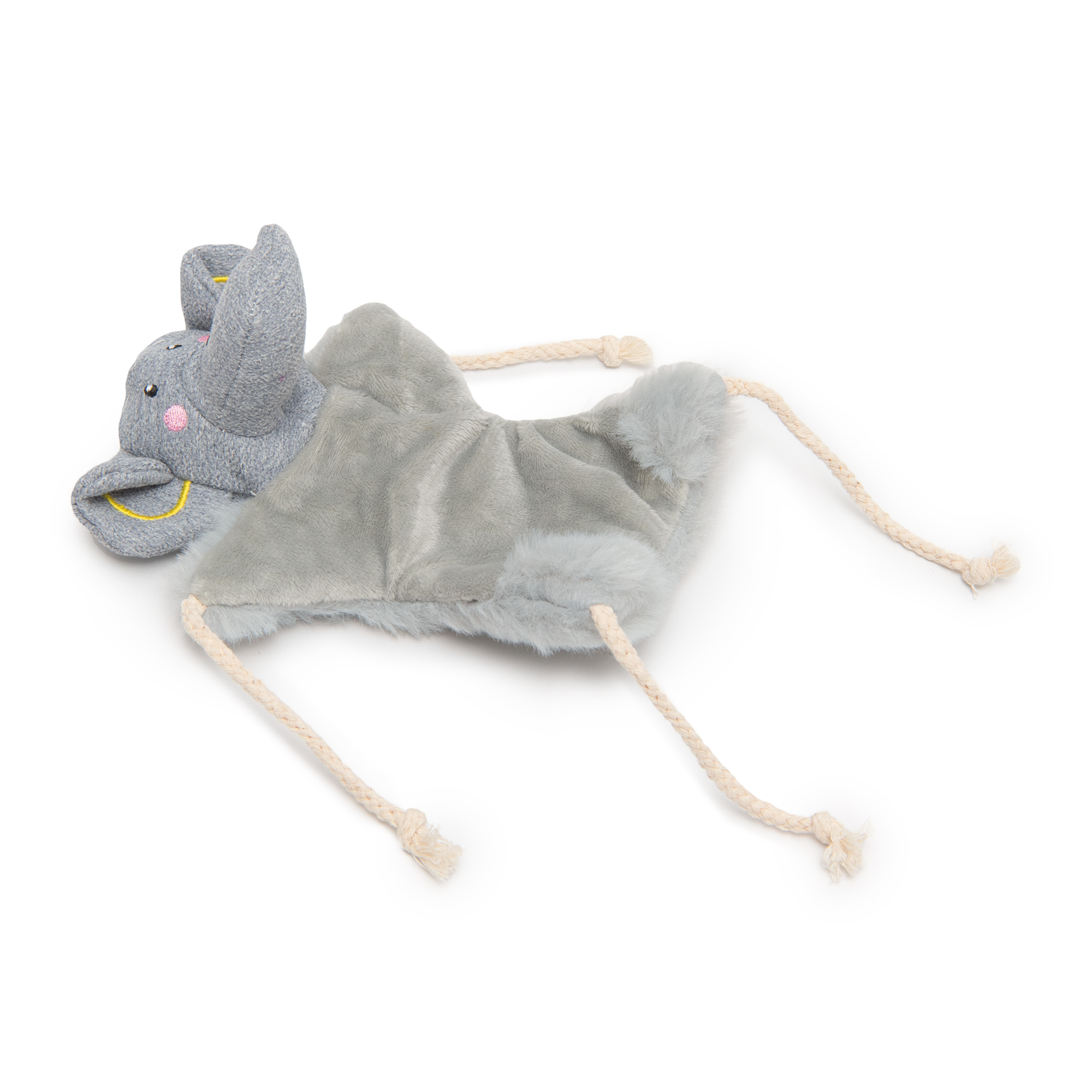 Игрушка для собак Barbaks Слонёнок плоский с канатиком шуршит 33*26.5 см - фото 2