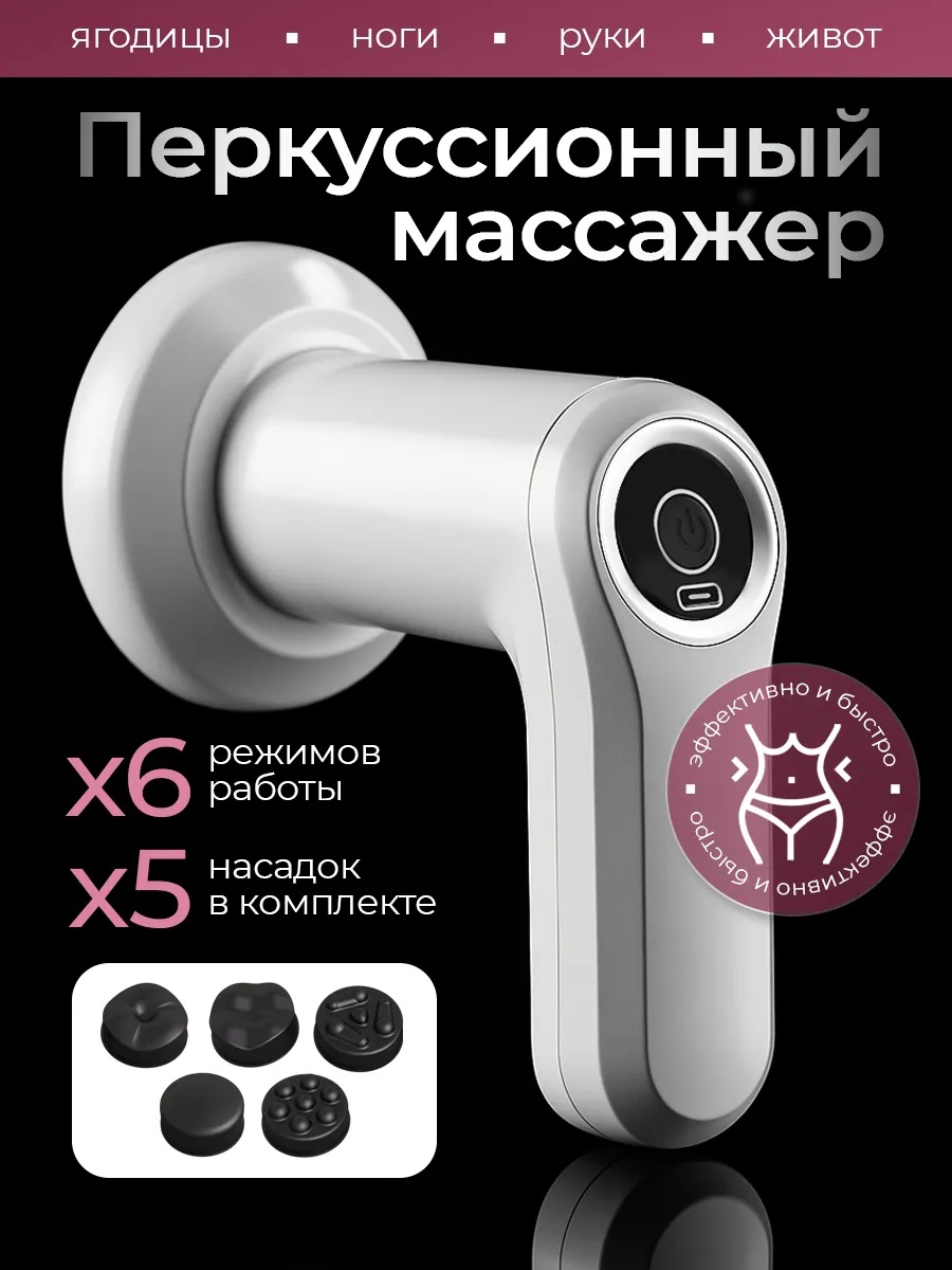 Массажер электрический антицеллюлитный CASTLELADY для похудения массажер для тела и ног 5 насадок лимфодренажный аппарат - фото 1