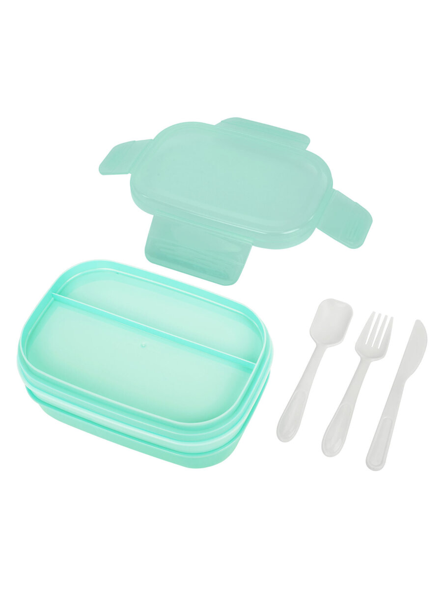 Ланч-бокс Joylux контейнер для еды с 8 отделениями и приборами 1,9 л 3 уровня 10х21х14 см - фото 14