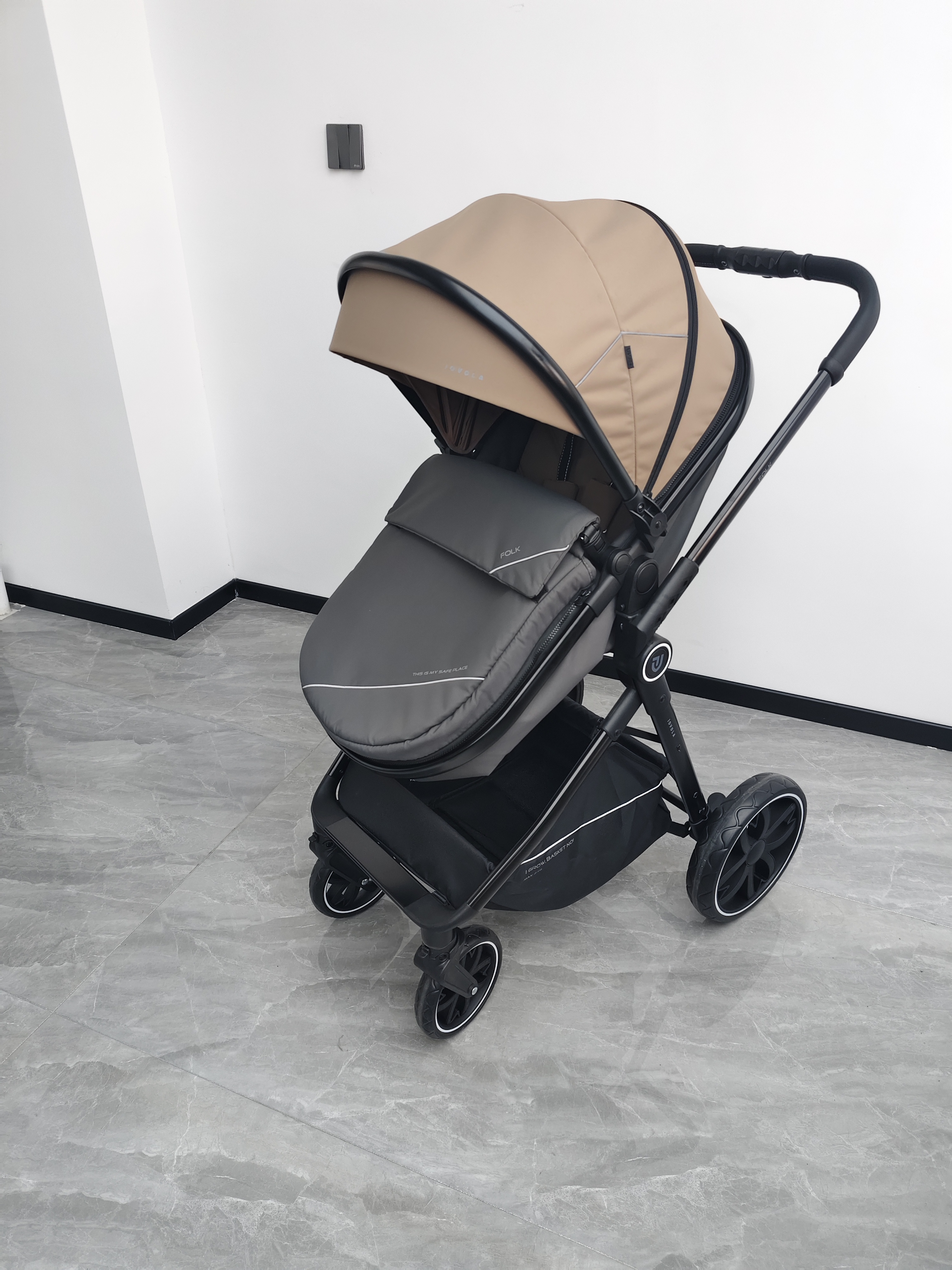 Коляска трансформер JOVOLA Folk 2в1 темно-бежевый - фото 3