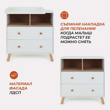 Комод пеленальный Rant Vester 80 см 2 ящика 2 отсека Cloud White