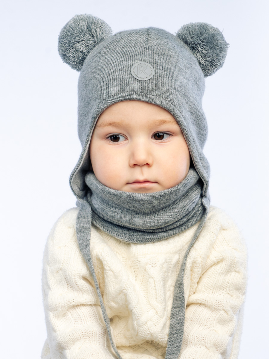 Шапка и снуд ПриКиндер U-Sp22529 Цвет: Стальной - фото 2