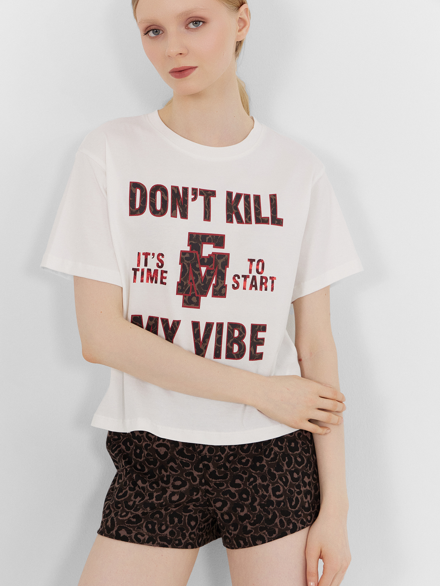 Пижама Mark Formelle (Марк Формэль) 592536/белый +шоколадный леопард - фото 5