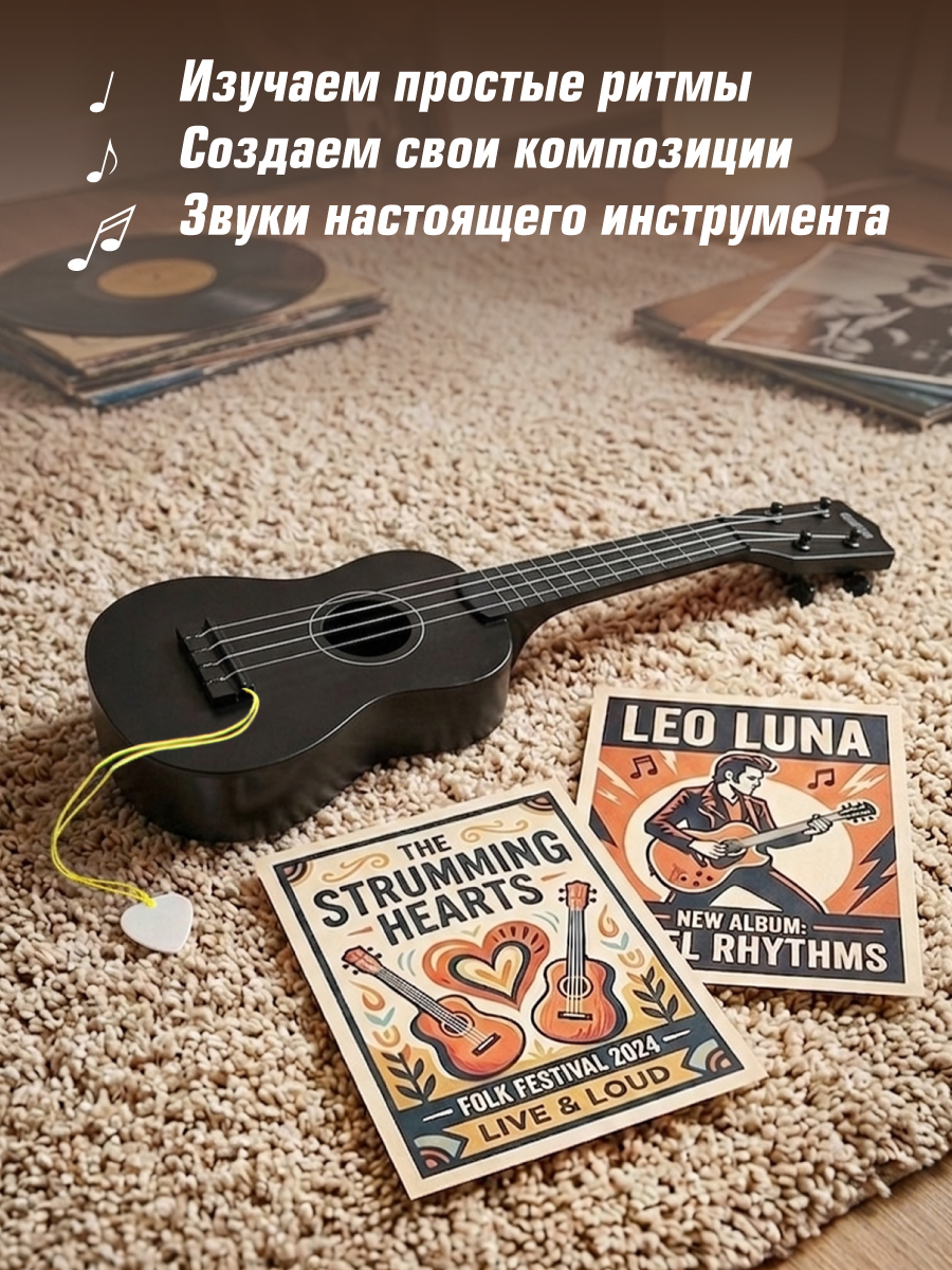 Музыкальная игрушка Veld Co Гитара с медиатором 57 см - фото 7