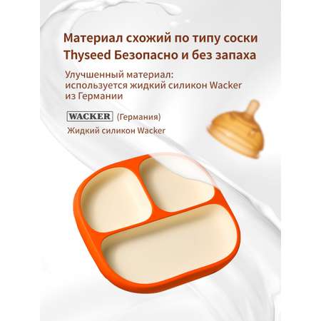 Силиконовая детская тарелка присоске thyseed коричневый