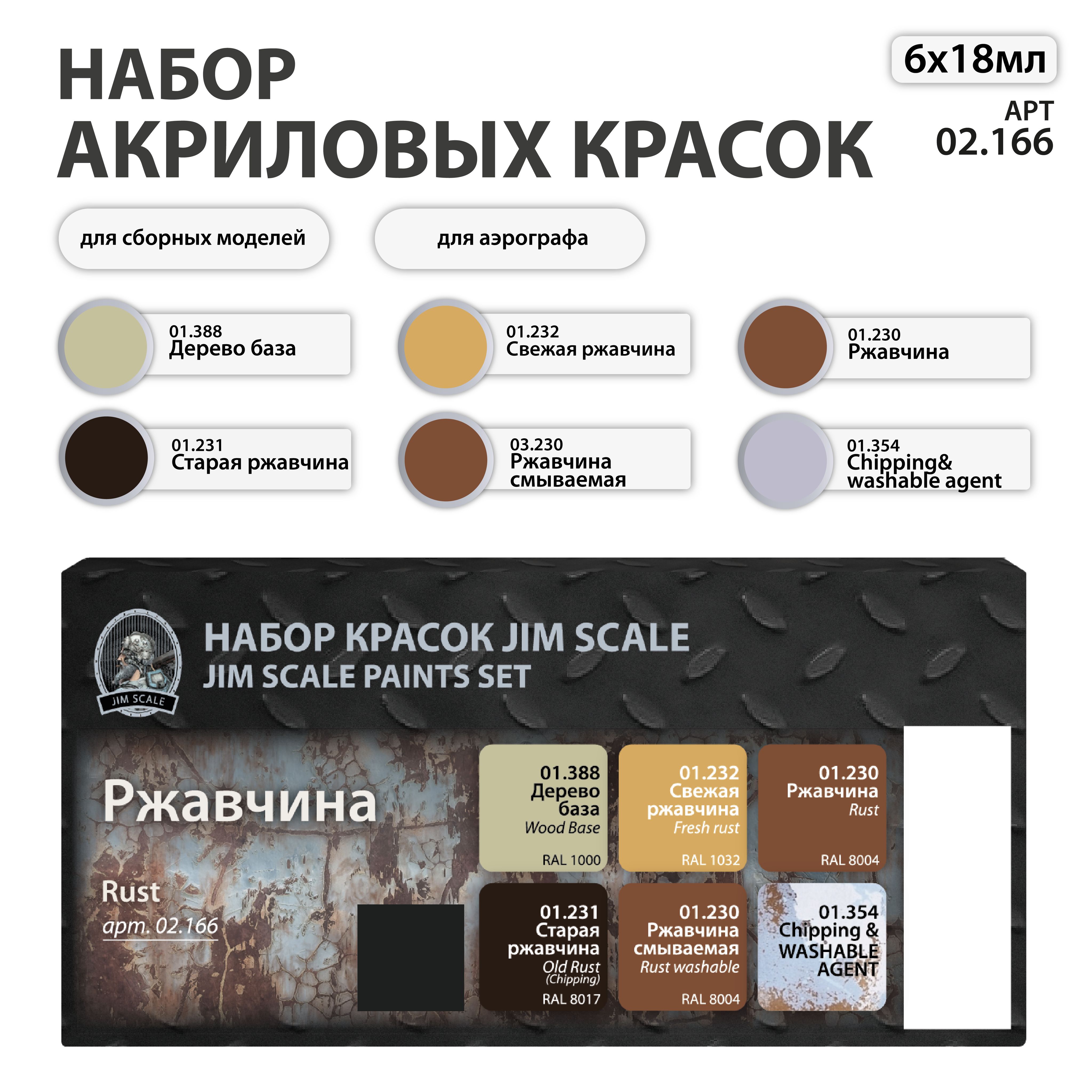 Набор акриловых красок Jim Scale Ржавчина 6 цветов 02.166 - фото 1