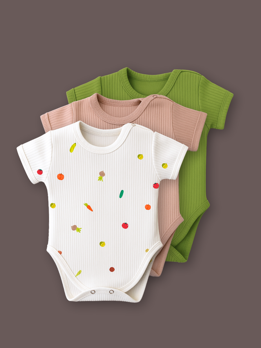 Боди 3 шт ШВЕЙНЫЕ ИСТОРИИ бодиовощи_кор - фото 1