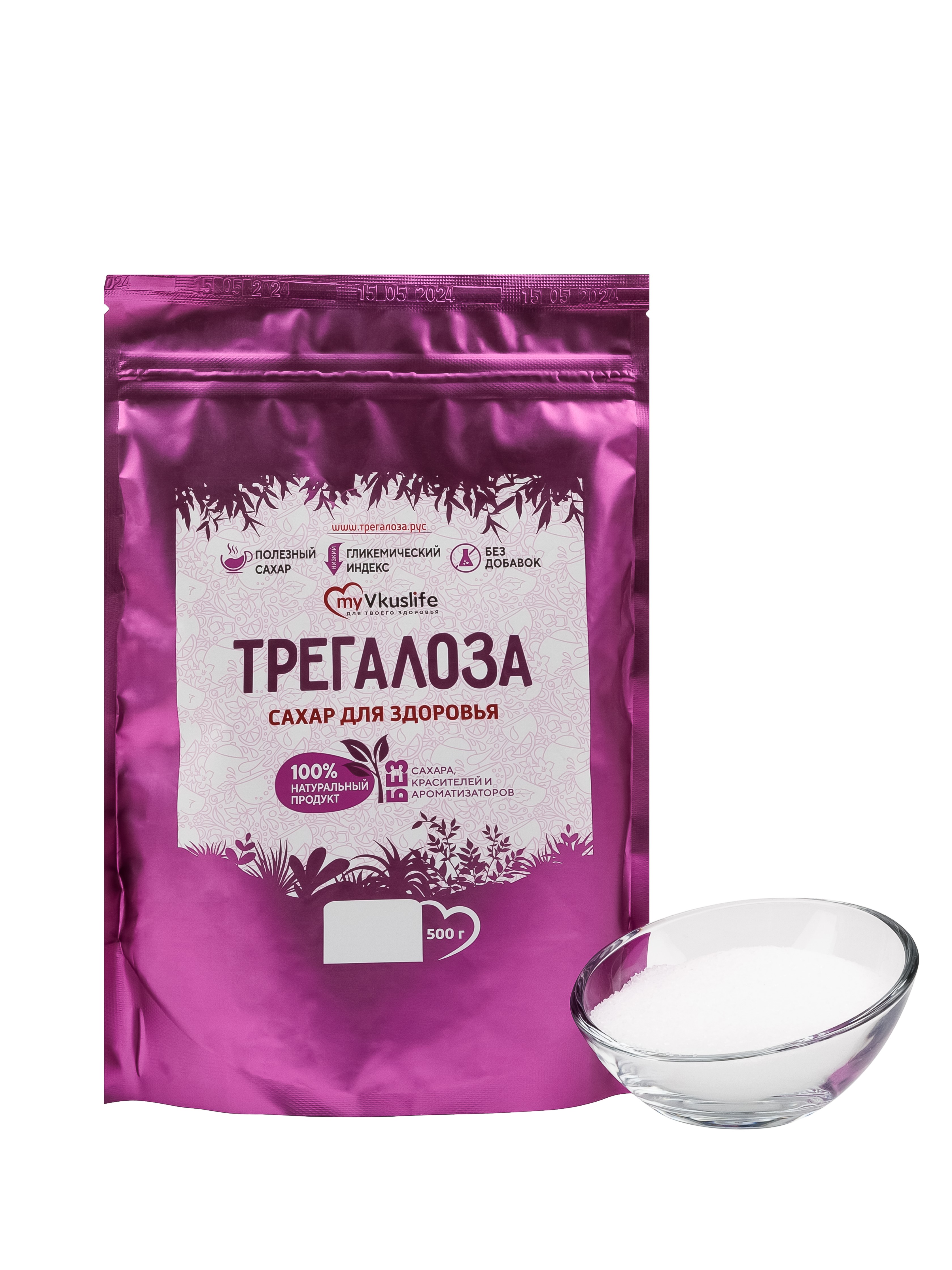 Трегалоза 500 г LONGA VITA натуральный сахарозаменитель myVkuslife 500 г - фото 1