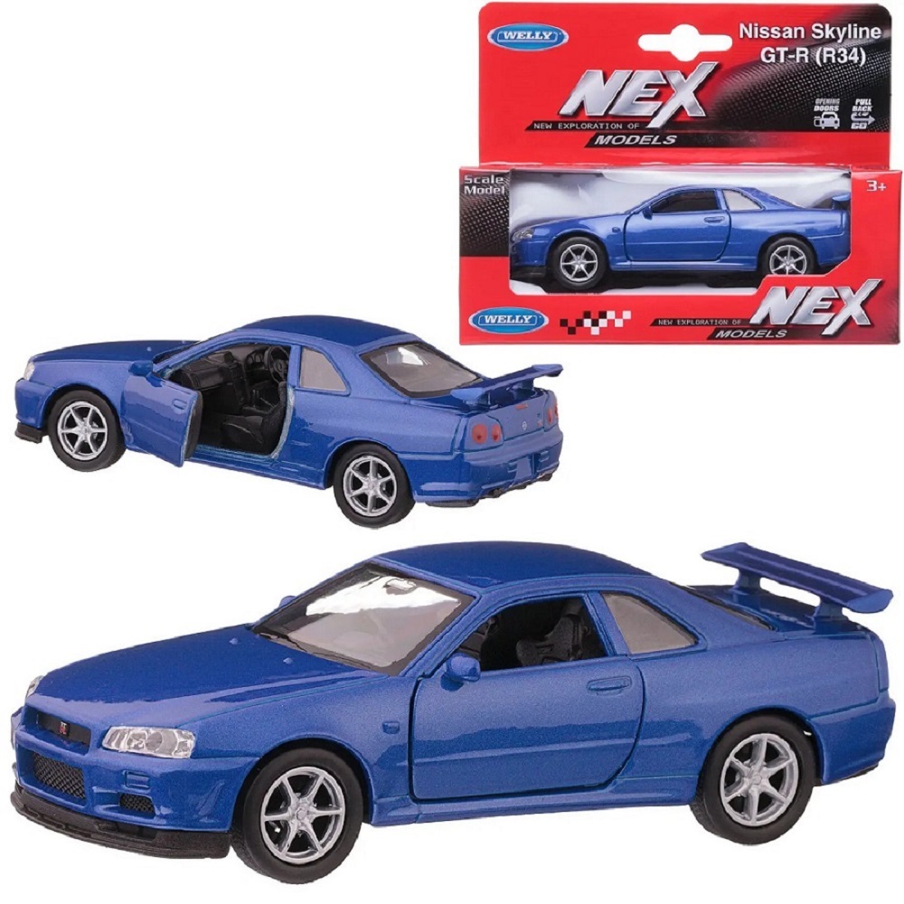 Автомобиль Welly Nissan Nissan Skyline GT-R R34 1:38 43798W-BL - фото 1